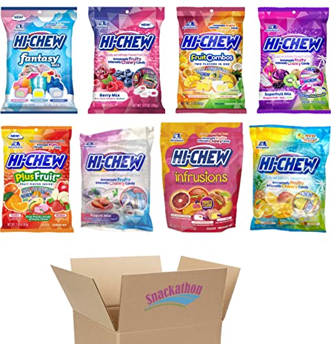 Hi-Chew 8 Flavor Variety Pack - Fantasy, Berry, Fruit Combos, Superfruit, Plus Fruit, Yogurt, Infrusions & Tropical Flavors (8 Pack) | Chewy Japanese Candy for Office Snacks, Party Favors & Travel Treats
