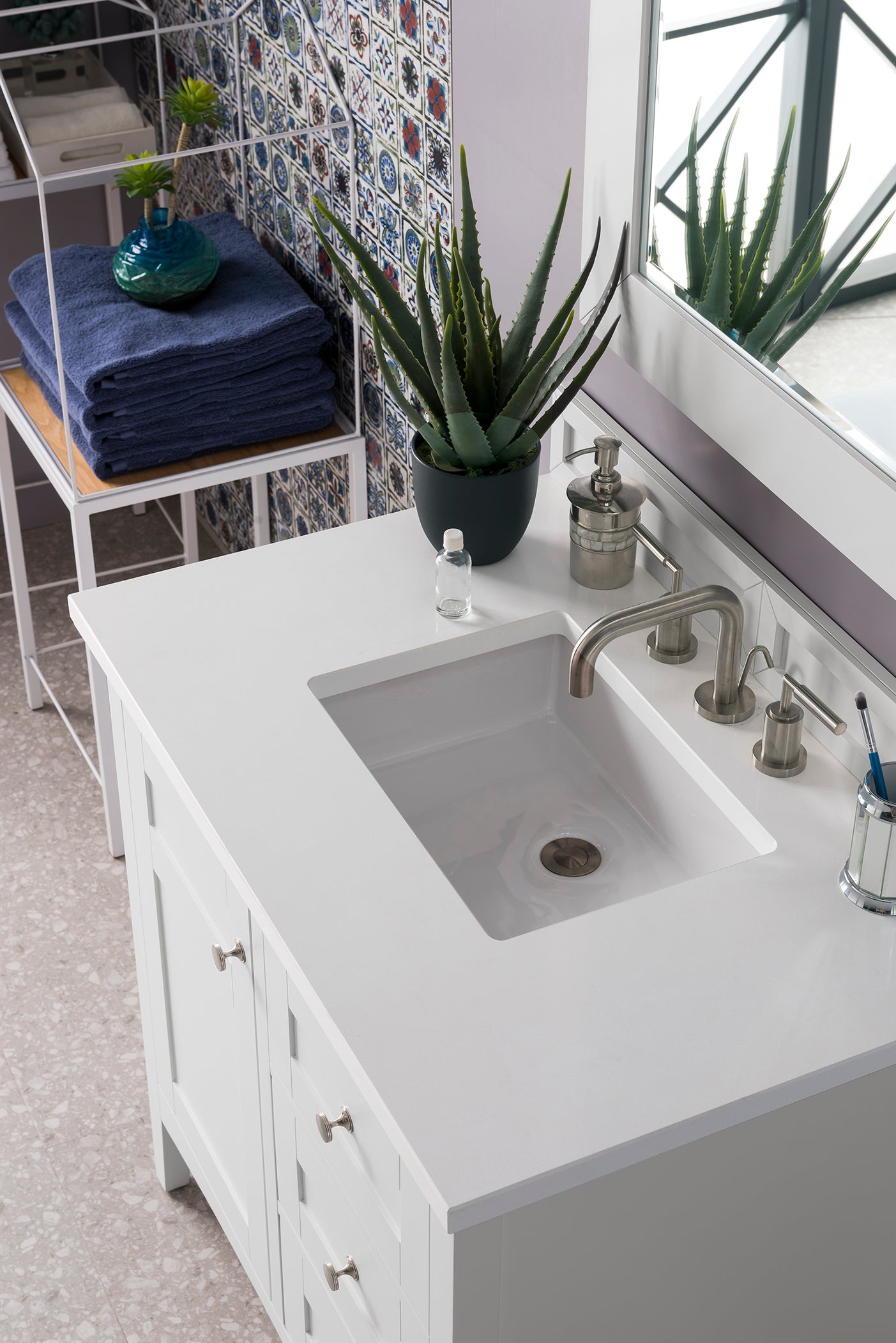 Palisades 36 Inch Single Bathroom Vanity Set with 3CM Classic White Quartz Countertop - Bright White Finish for Modern Bathroom Remodeling & Home Upgrade