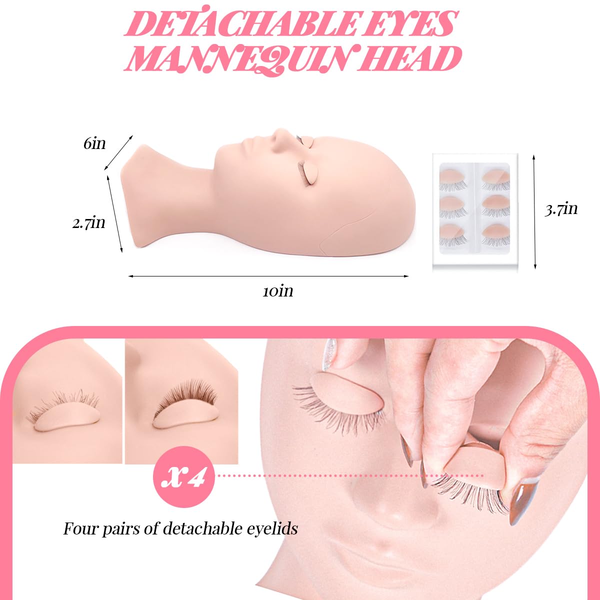 Professional Eyelash Extension Kit for Beginners - Complete Set with Mannequin Head, Removable Eyelids, USB Fan, Sprayer, False Lashes & Storage Box | Perfect for Salon Training, Home Practice & DIY Lash Artists