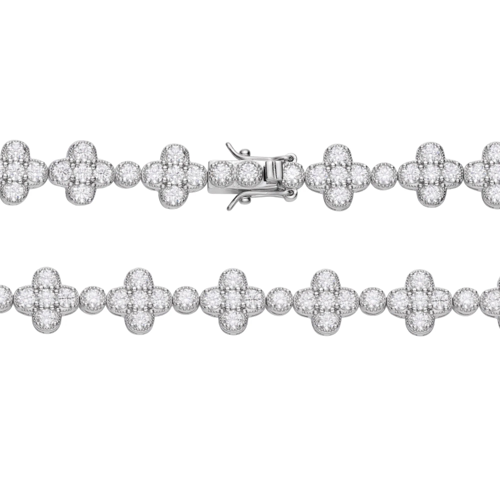 Clover Flower Tennis Bracelet - 925 Sterling Silver Moissanite Jewelry for Women - Perfect for Weddings, Anniversaries & Everyday Elegance