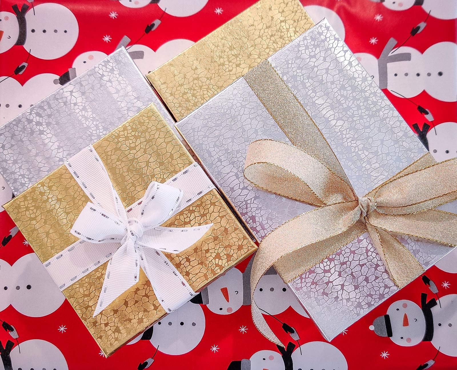 TheDisplayGuys - 100-Pack #99 Cotton Filled Cardboard Jewelry Gift Boxes with Silver Foil (5 Sizes Assortment) - Perfect for Jewelry Storage, Wedding Favors, Ring Boxes & Retail Packaging