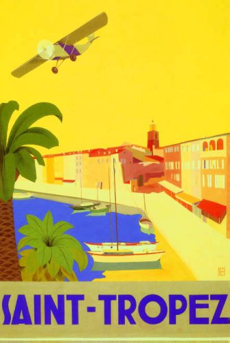 Vintage Saint Tropez Airplane Travel France French Poster 12