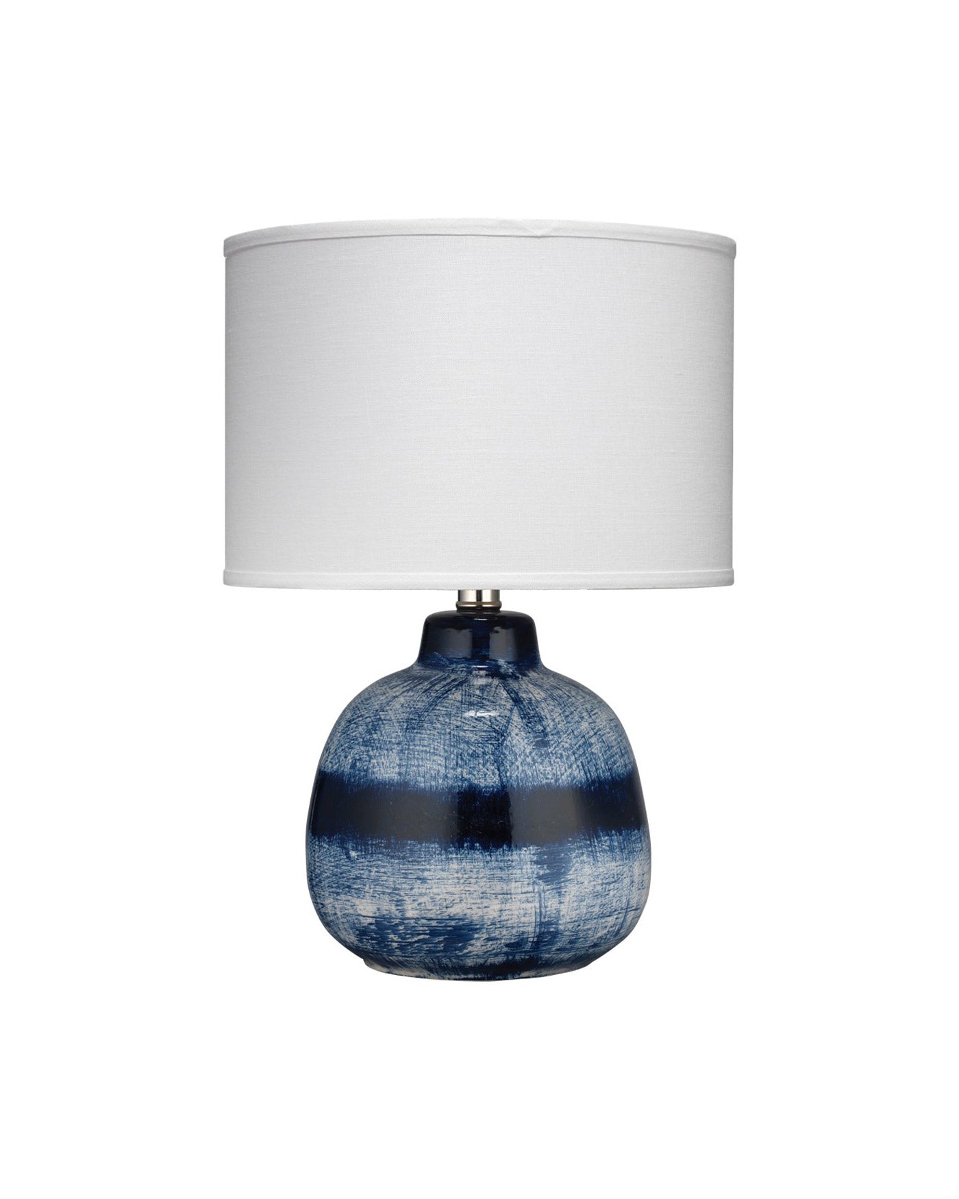 Handmade Batik Table Lamp - Blue & White Ceramic Base, Small Nightstand Light for Bedroom, Living Room, or Office Decor