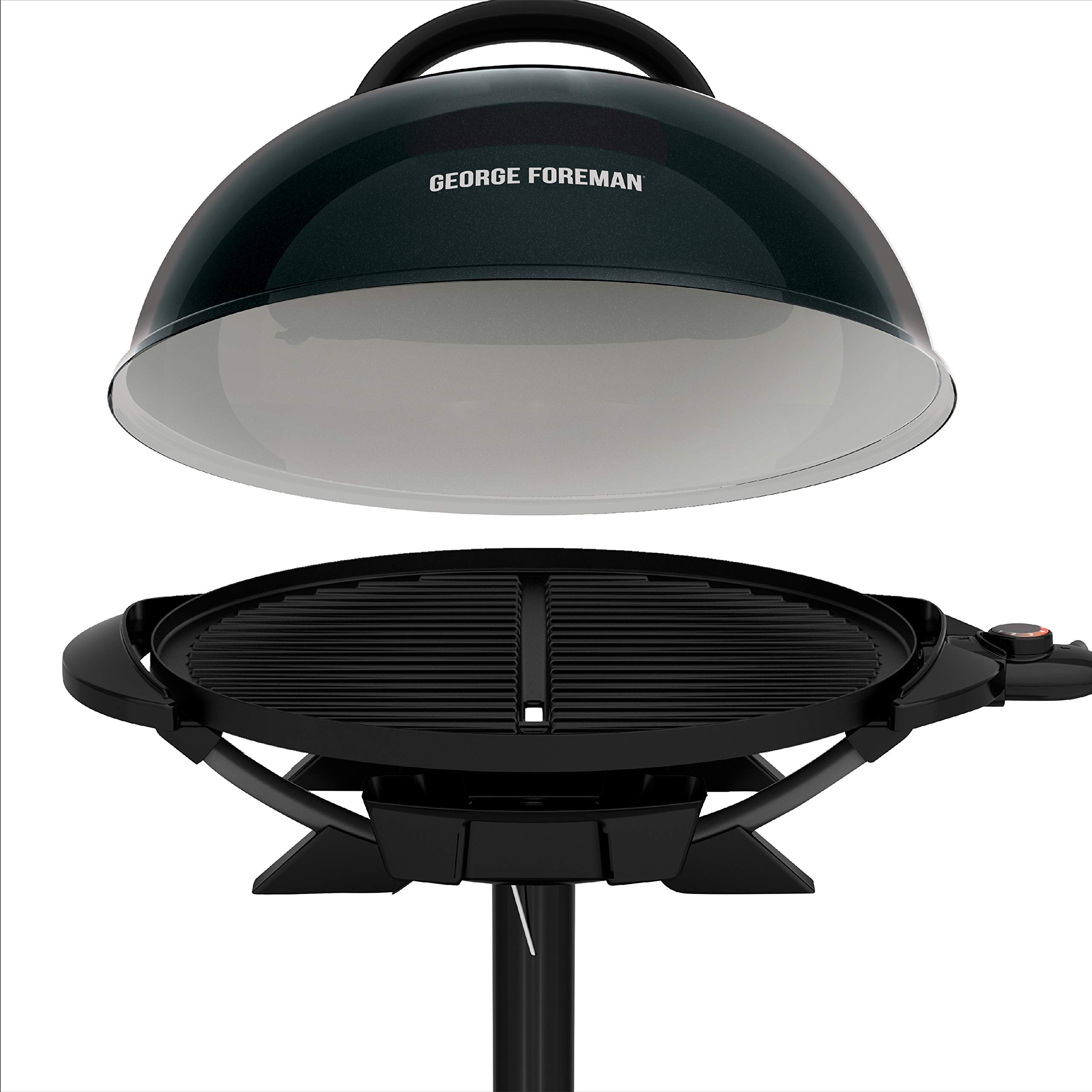 George Foreman Indoor Outdoor Electric Grill - 15-Serving Countertop & Patio Grill with Removable Stand, Black - Perfect for Apartments, Balconies, Camping & Small Space Cooking