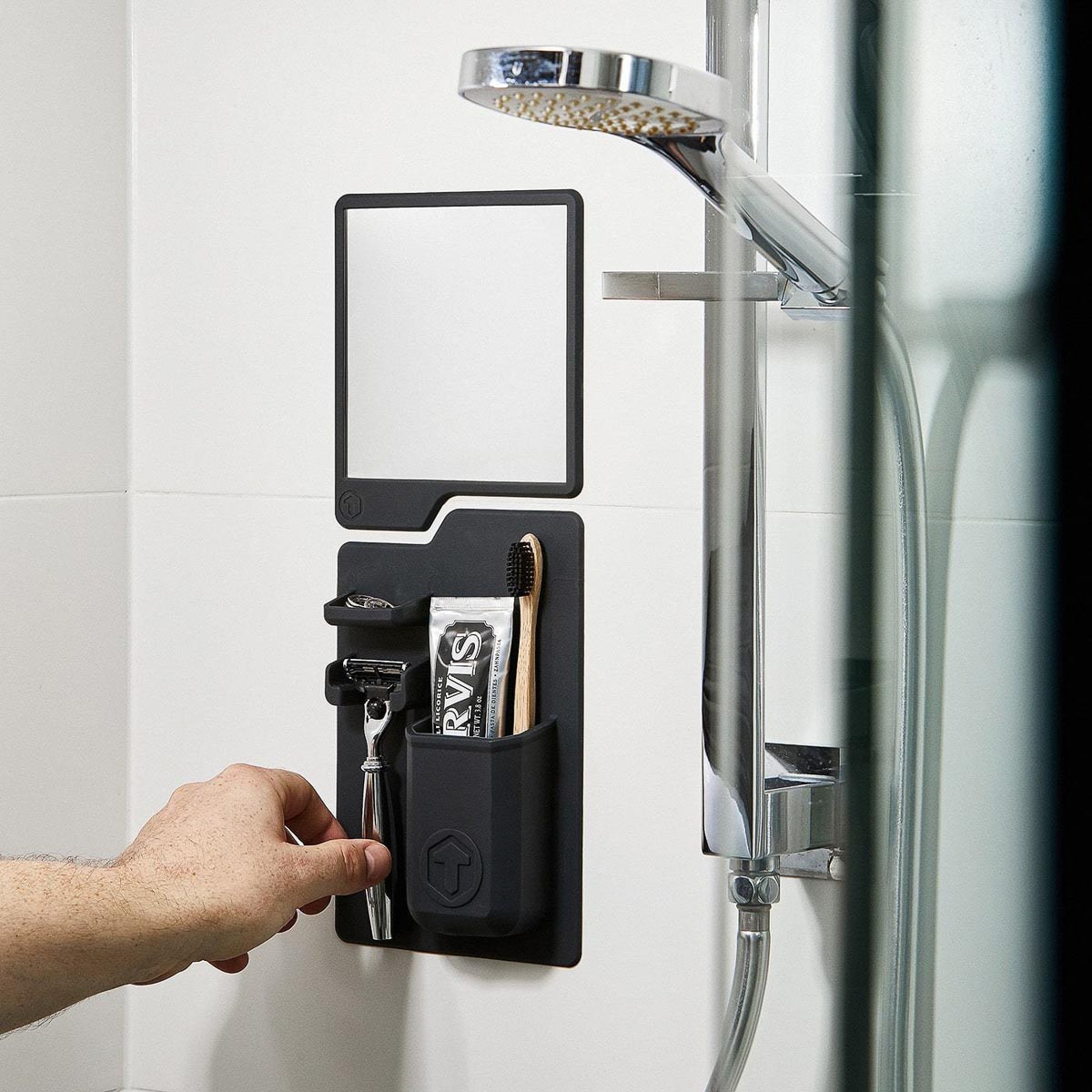 TOOLETRIES The Harvey Toothbrush and Razor Holder - Rustproof Stainless Steel Bathroom Organizer for Shower, Sink, or Countertop - Perfect for Small Spaces and Travel