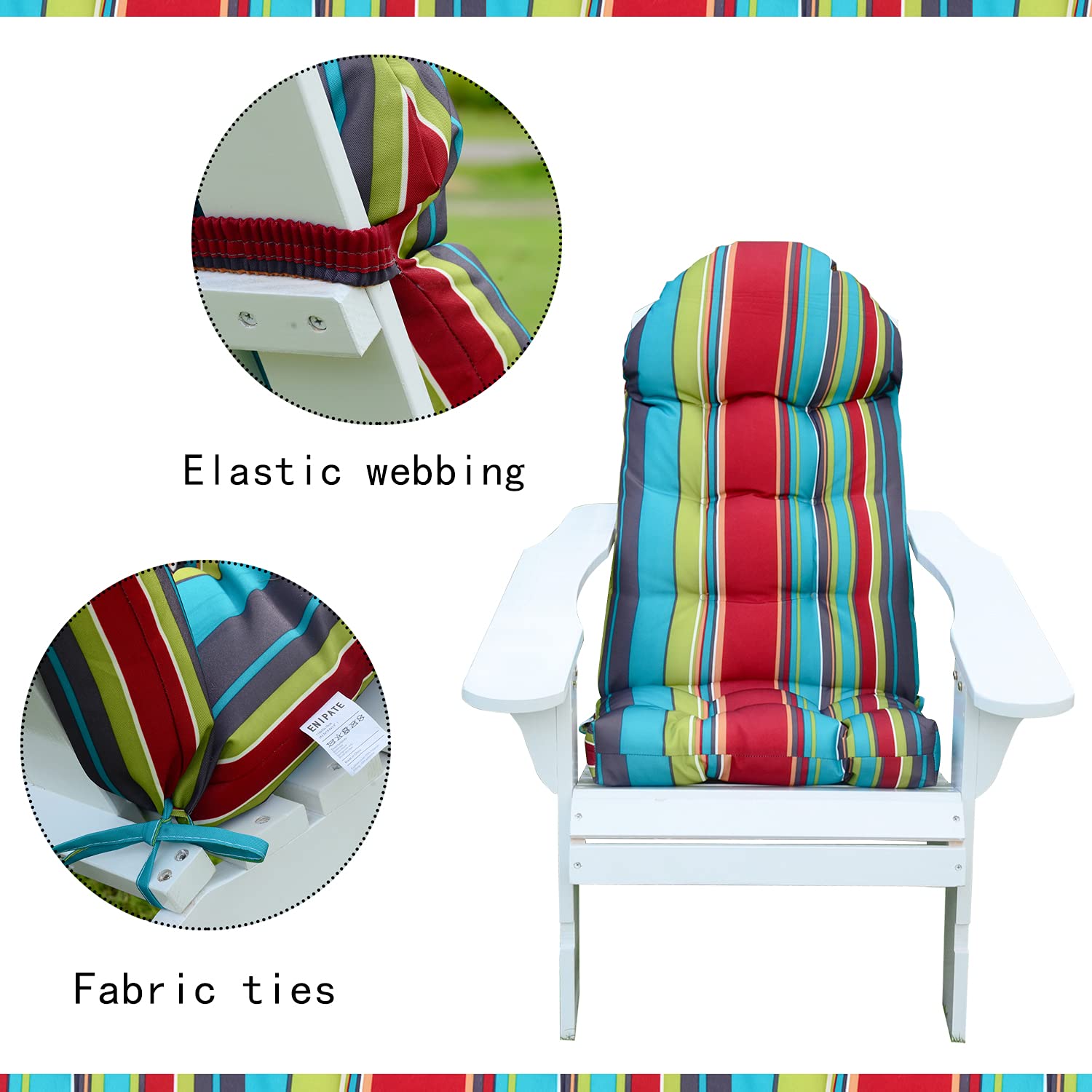 **Enipate Weather-Resistant Adirondack Chair Cushions – High Back Tufted Lounge Seat Pads for Indoor & Outdoor Patio, Deck, Garden – Durable & Comfortable**