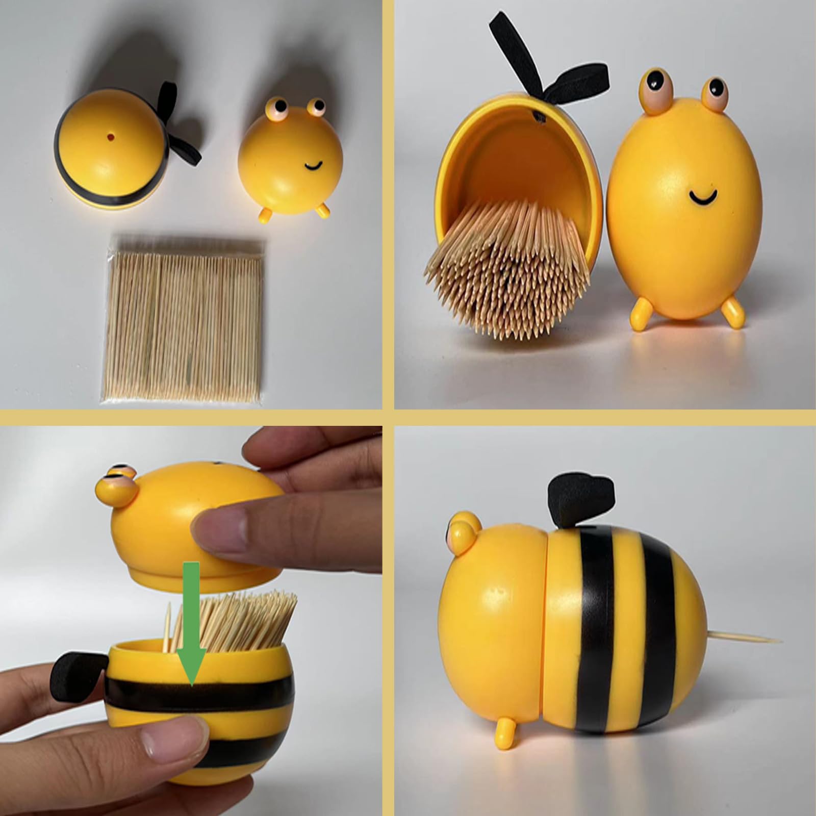 Bee Toothpick Holder & Dispenser - Cute Home Decor Gift for Housewarming, Kitchen & Dining Table - Bee-Themed Decoration Without Toothpicks | Perfect for Parties, Weddings & Farmhouse Style Decor