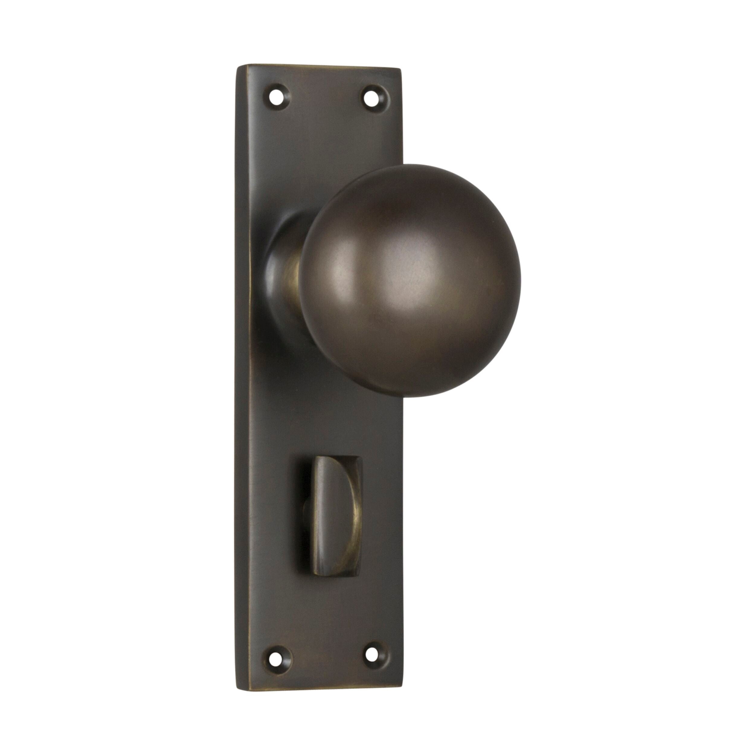 Victorian Style Privacy Door Knob Pair - Antique Brass Finish (H152xW42xP75mm) for Bedroom, Bathroom & Interior Doors | Classic Home Decor Hardware