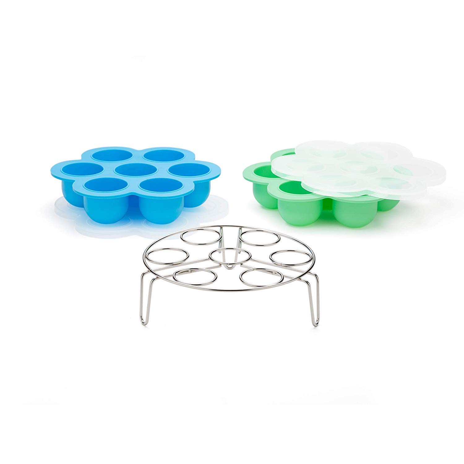 Silicone Egg Bites Molds for Instant Pot Accessories with Stretch Lids - Reusable Ice Cube Trays & Food Storage Containers for 5,6,8qt Pressure Cookers | Perfect for Meal Prep, Baby Food & Freezing Herbs
