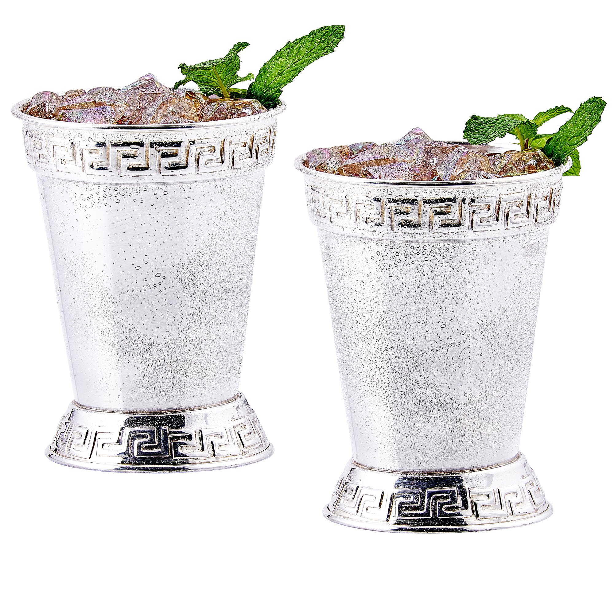 Old Dutch Mint Julep Cups Set of 2 - 12 oz Silver Plated Metal Cups for Cocktails, Iced Tea & Southern Drinks - Perfect for Kentucky Derby Parties & Summer Entertaining