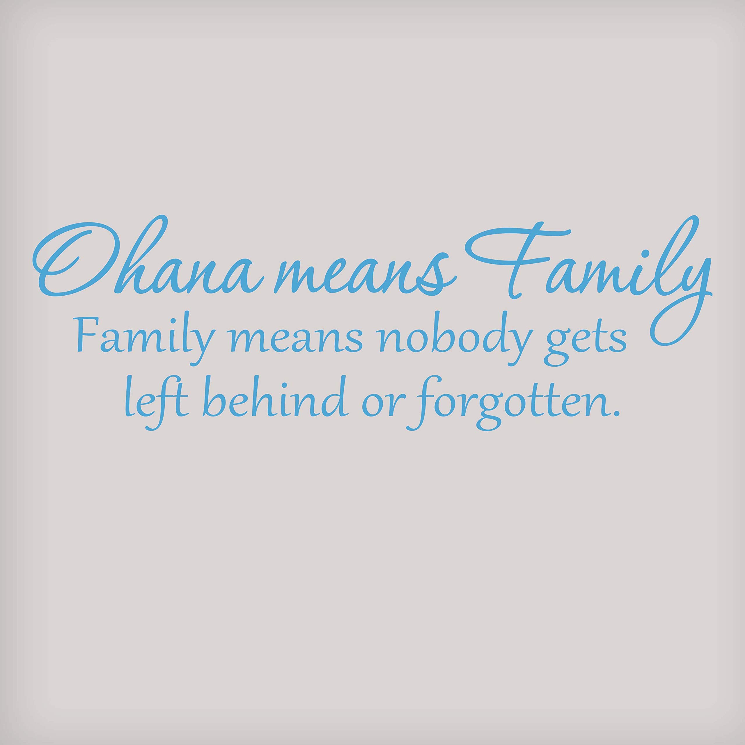 Ohana Means Family Wall Decal - Lilo & Stitch Disney Quote Vinyl Sticker for Kids Room, Nursery & Bedroom Decor (22x6 Inches, Light Blue) - Perfect for Disney Fans, Baby Shower Gifts & Themed Room Makeovers