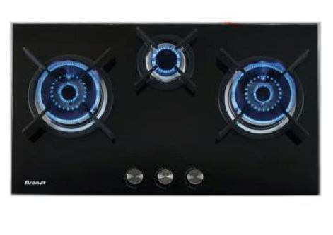Brandt TG1493B 86cm 3 Burners Gas Stove Cooktop - High Efficiency Stainless Steel Gas Hob for Home Kitchen Cooking, Perfect for Boiling, Frying & Simmering