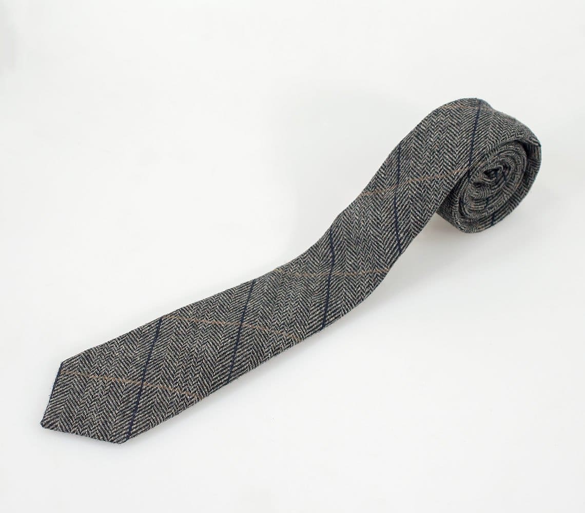 Cavani Albert Grey Tweed Tie Set for Men | Premium Silk Necktie & Pocket Square Set | Perfect for Weddings, Business Meetings & Formal Events
