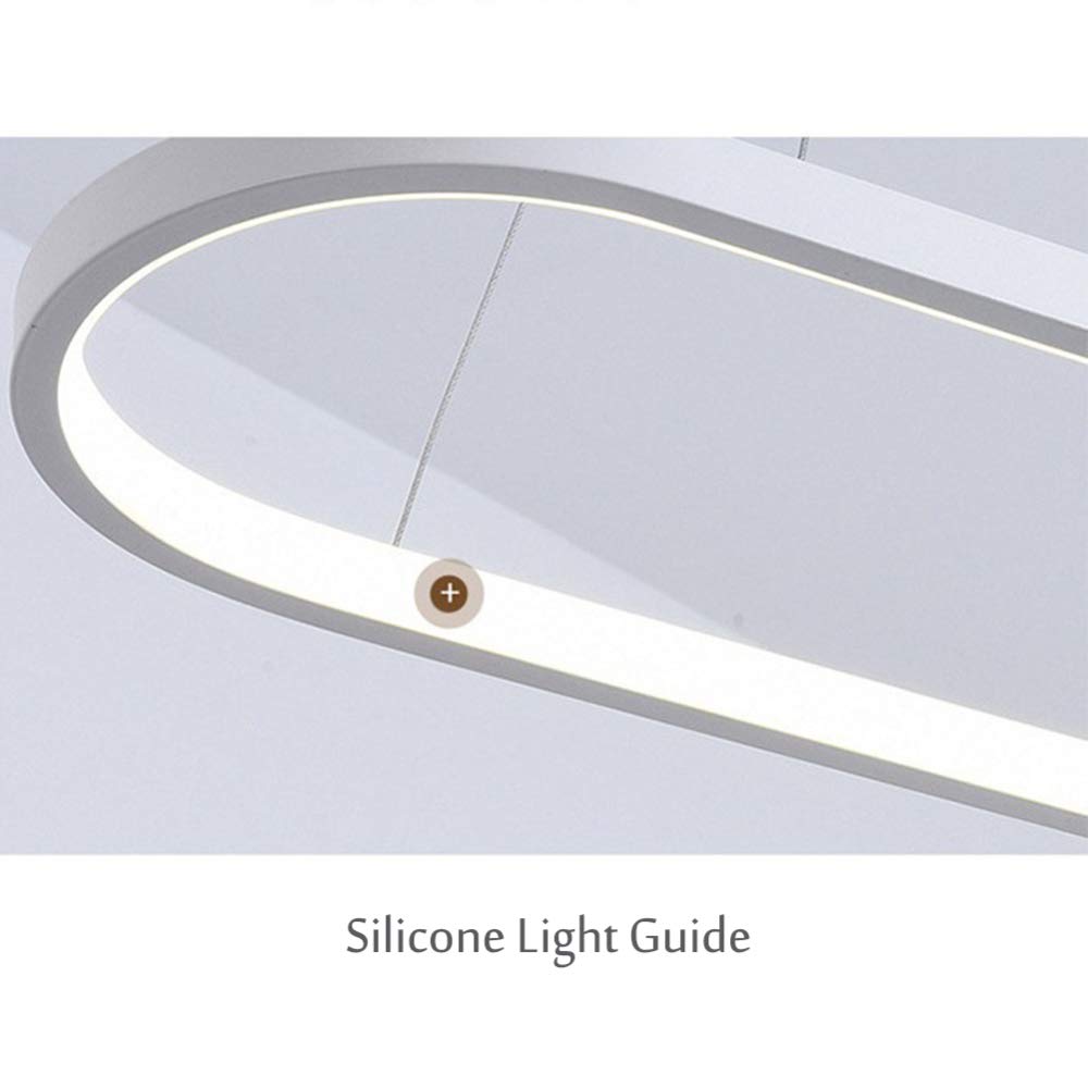 Modern Oval LED Pendant Light - Adjustable Aluminum Linear Chandelier for Living Room, Dining Table & Office (Black + Cold White, 70×20cm) - Perfect for Kitchen Islands, Bedroom Lighting & Contemporary Home Decor