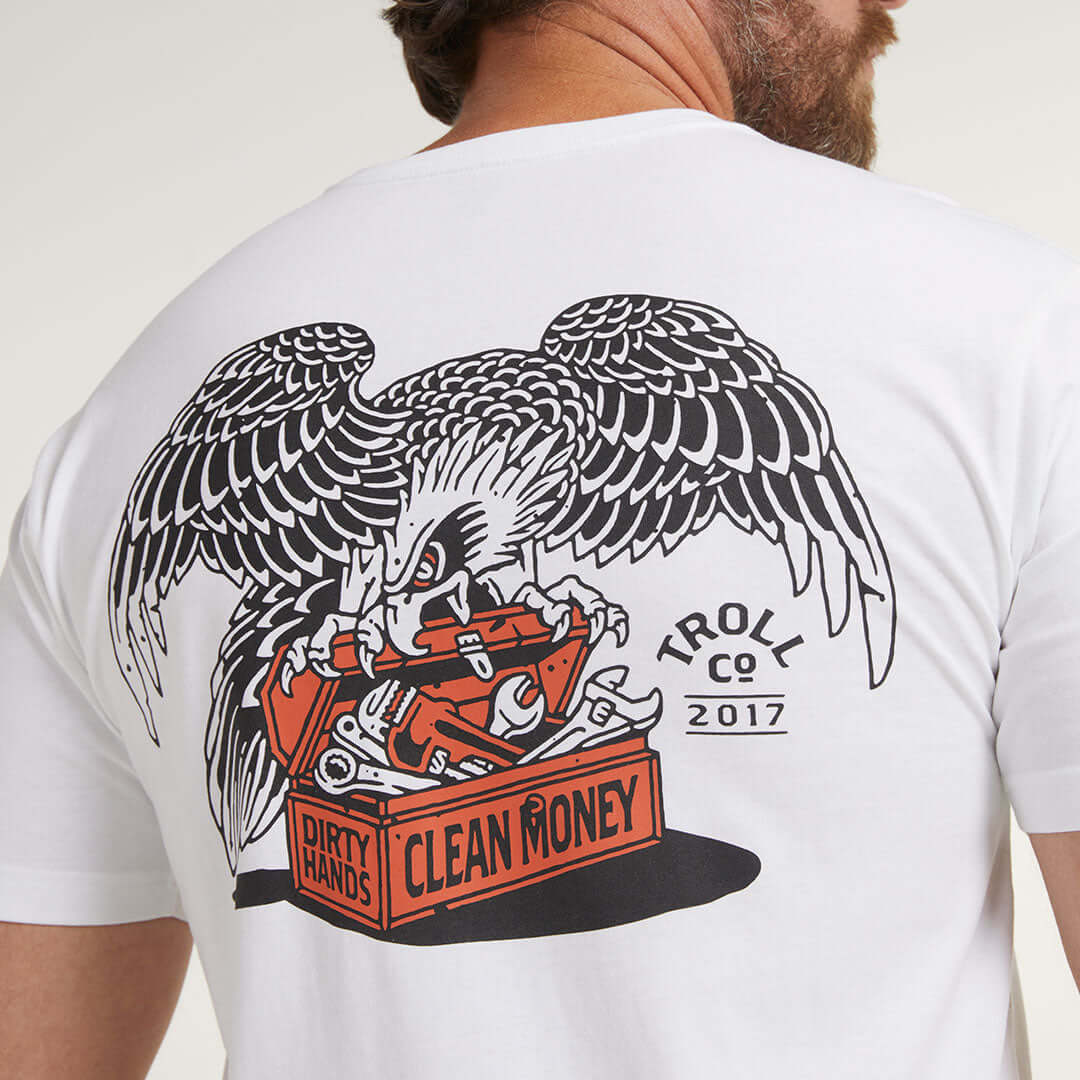 DHCM Eagle Eye Graphic T-Shirt for Men - White Cotton Tee - Casual Streetwear for Everyday Wear & Urban Fashion