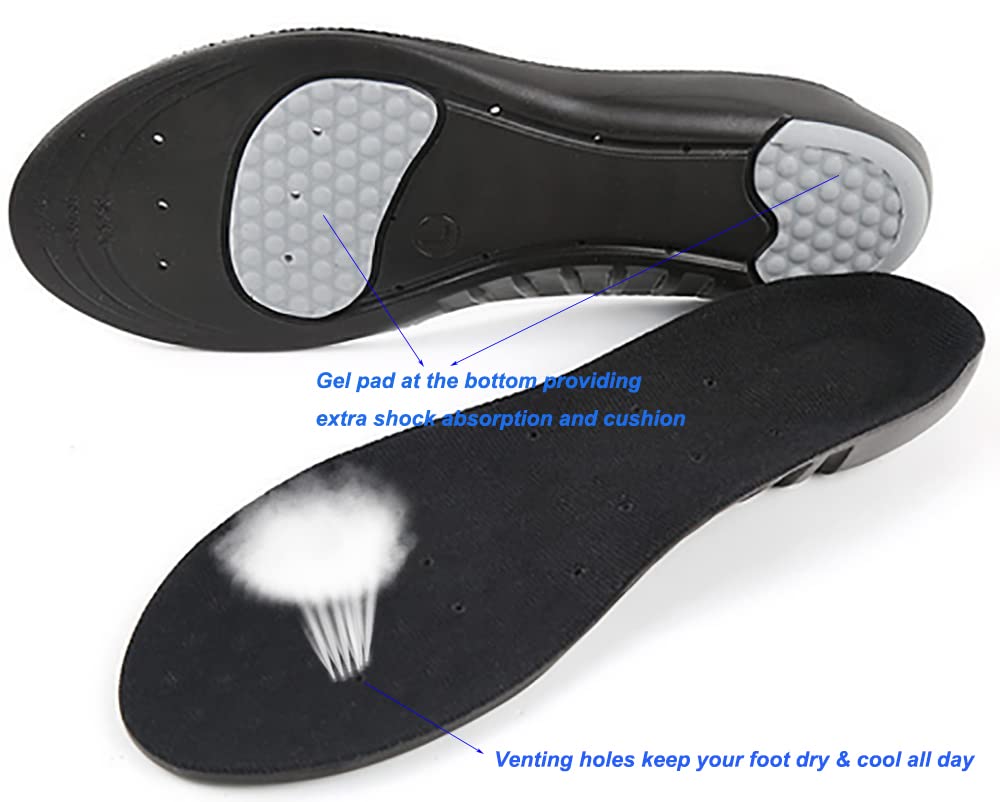 Premium Memory Foam Insoles for Men & Women - Arch Support, Cushioning & Shock Absorption to Relieve Foot Pain - Fits Men's 6-9/Women's 7-11 - Ideal for Running, Walking & Standing All Day