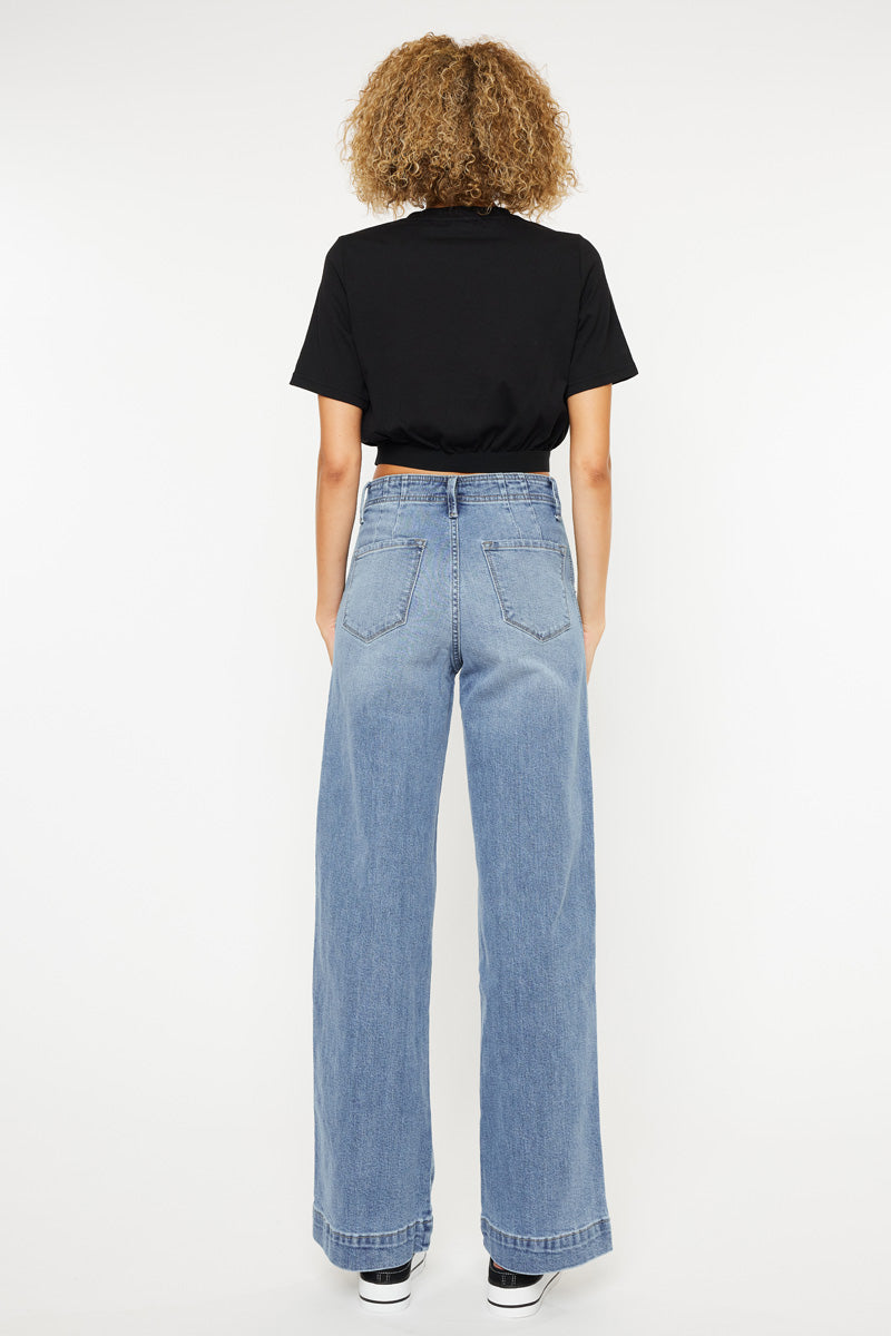 Zoelle Ultra High Rise Wide Leg Jeans for Women - Stretchy Comfort Denim Pants with Elastic Waist - Perfect for Casual Outfits, Workwear & Date Nights