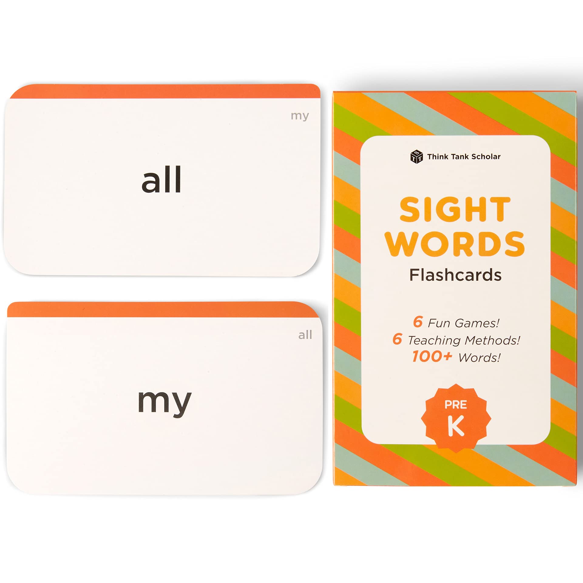 Think Tank Scholar Pre-K Sight Words Flash Cards - 100+ Dolch & Fry Words for Toddlers Learning to Read - Homeschool & Classroom Use