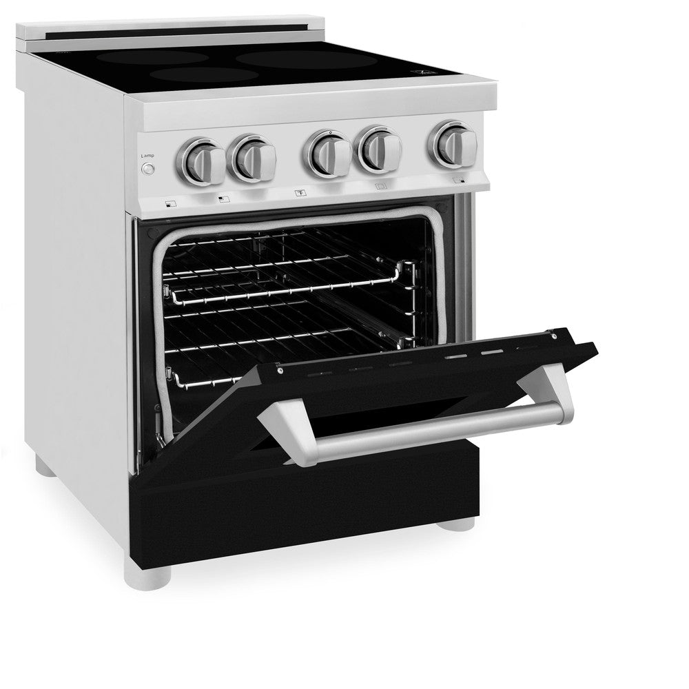 ZLINE 24 Inch 2.8 Cu. Ft. Legacy Induction Range with 4-Element Cooktop & Electric Oven - Stainless Steel with Black Matte Door (RAIND BLM 24) | Perfect for Modern Kitchens, Home Chefs & Professional Cooking