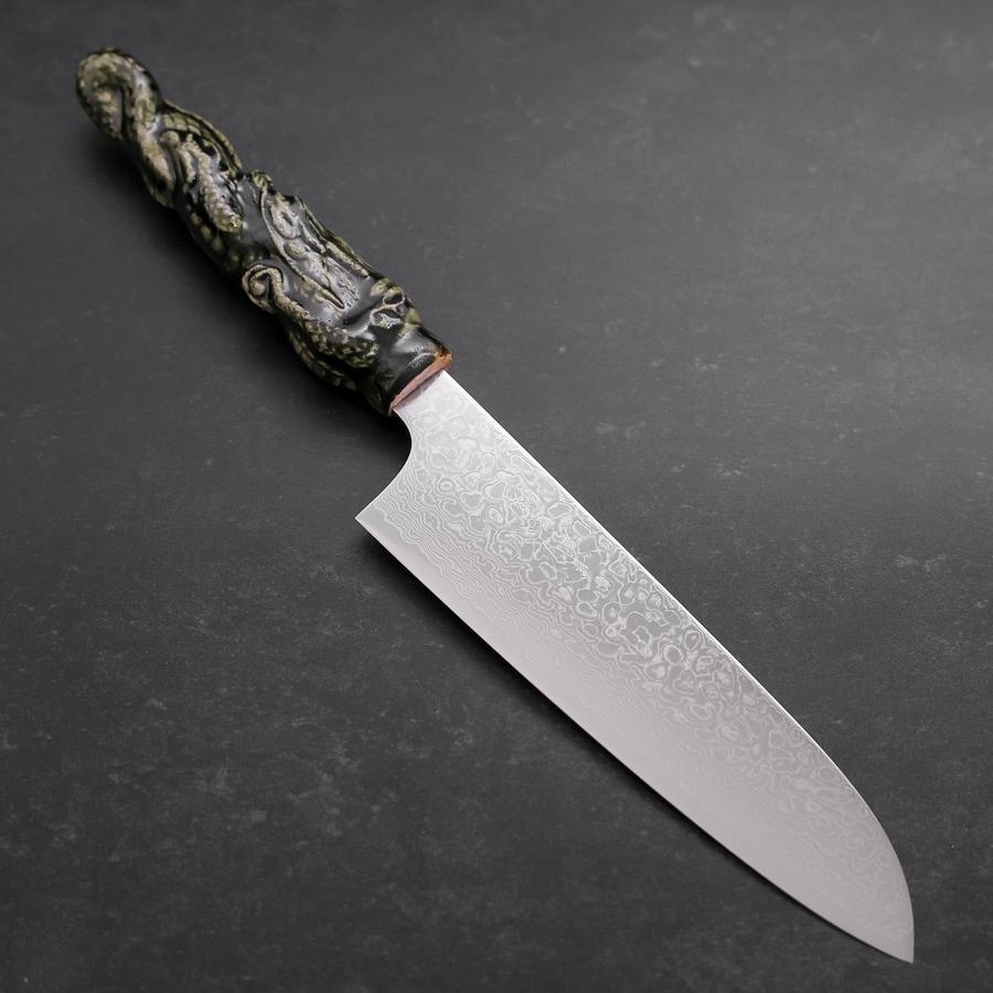 Premium Santoku ZA-18 Damascus Ceramic Kitchen Knife 180mm - Japanese Chef Knife with Dragon Handle for Slicing, Dicing & Chopping - Perfect for Home Cooks & Professional Chefs