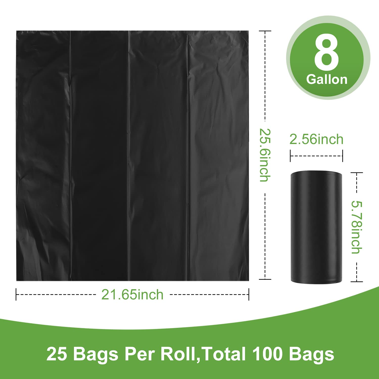 100 Biodegradable Portable Toilet Bags - 8 Gallon Drawstring Waste Bags for Camping, Hiking & Travel | Fits 5-8 Gallon Bucket Toilets | Eco-Friendly Outdoor Sanitation Solution for RV, Car & Emergency Preparedness