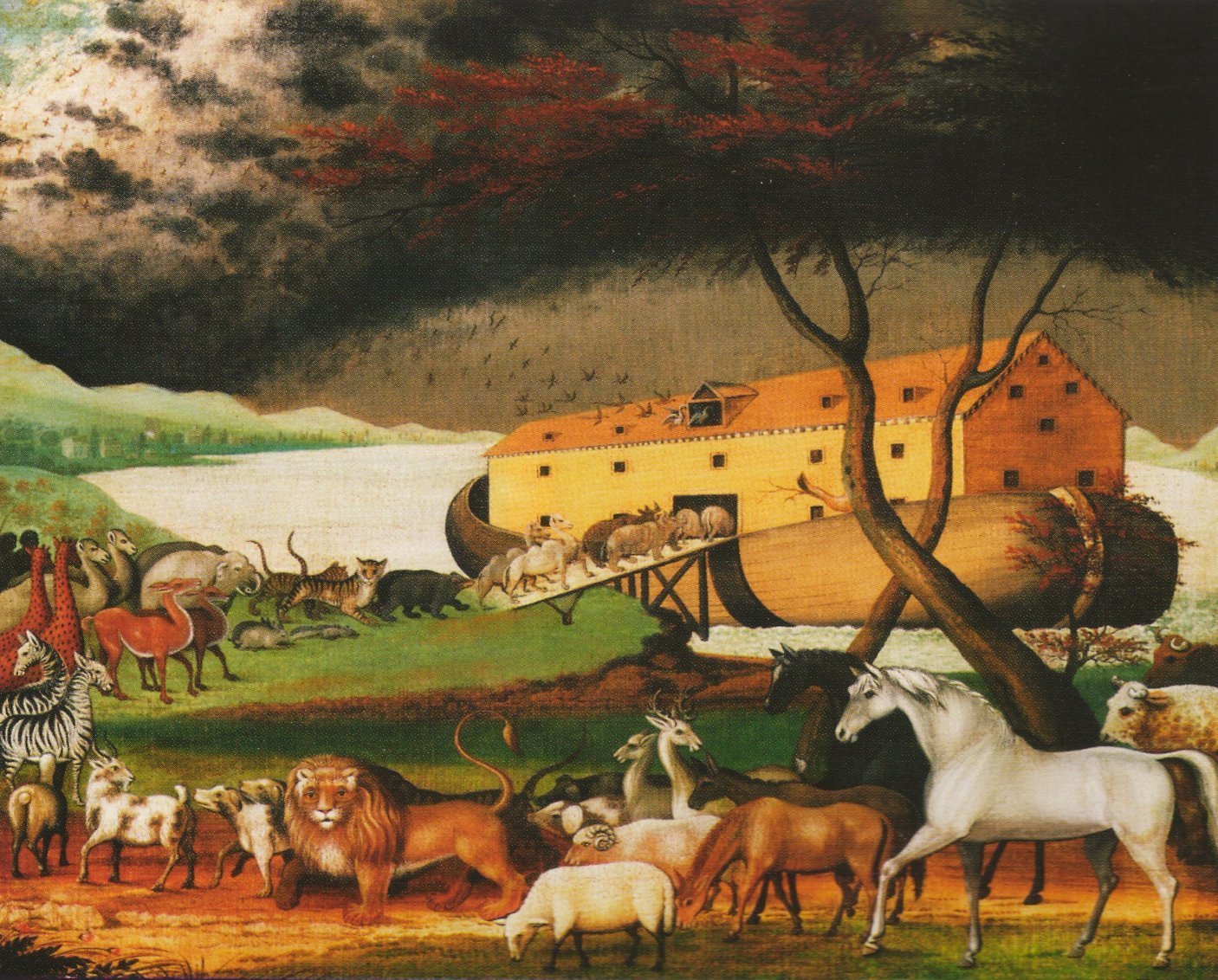 Noah's Ark Religious Wall Art Print - 16x20 Inch Bible Story Poster for Kids Room Decor & Sunday School Classroom