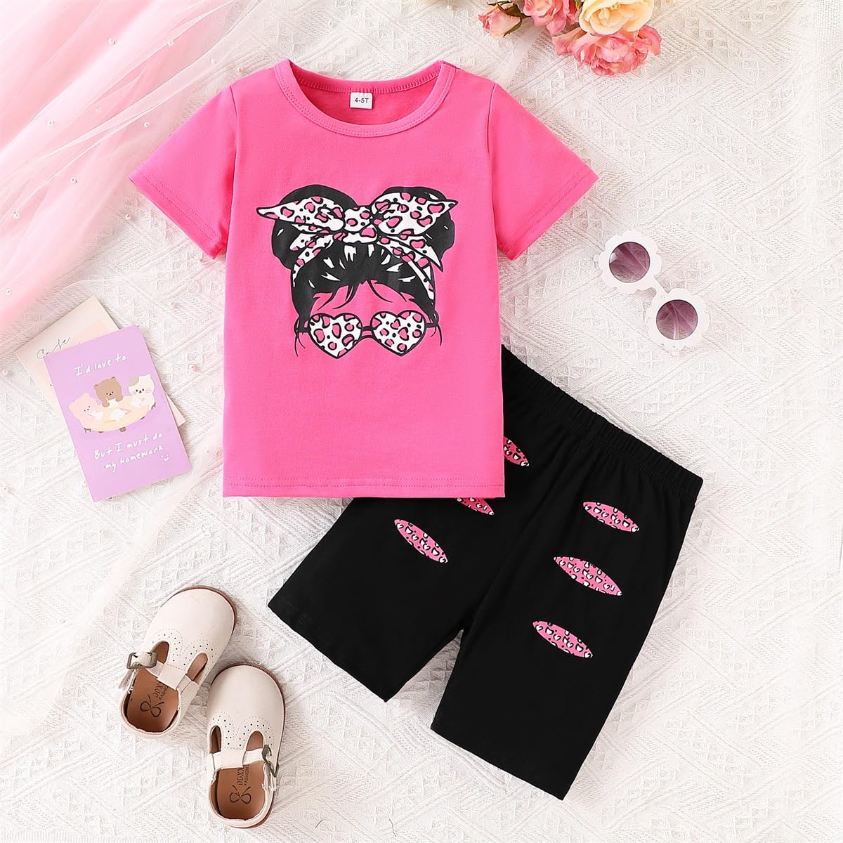 Girls Summer Outfits Set - Cute Short Sleeve Graphic Tee & Matching Shorts for Toddlers | Playtime, Beach & Casual Wear
