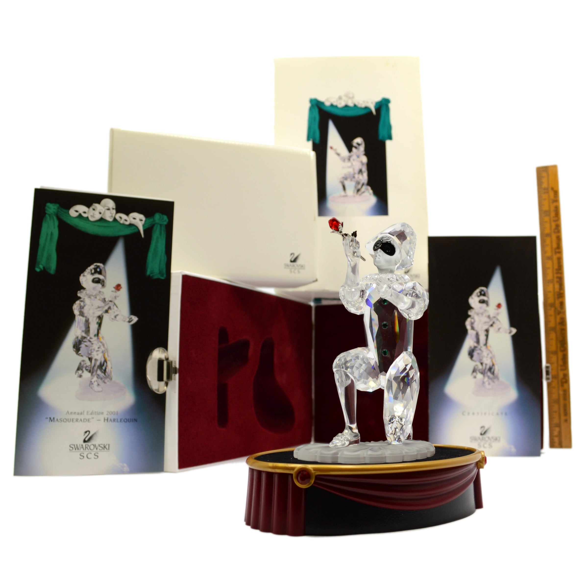 2001 Swarovski Crystal Figurine with Stand - Masquerade Harlequin #254044 in Original Box | Collectible Home Decor & Gift for Special Occasions