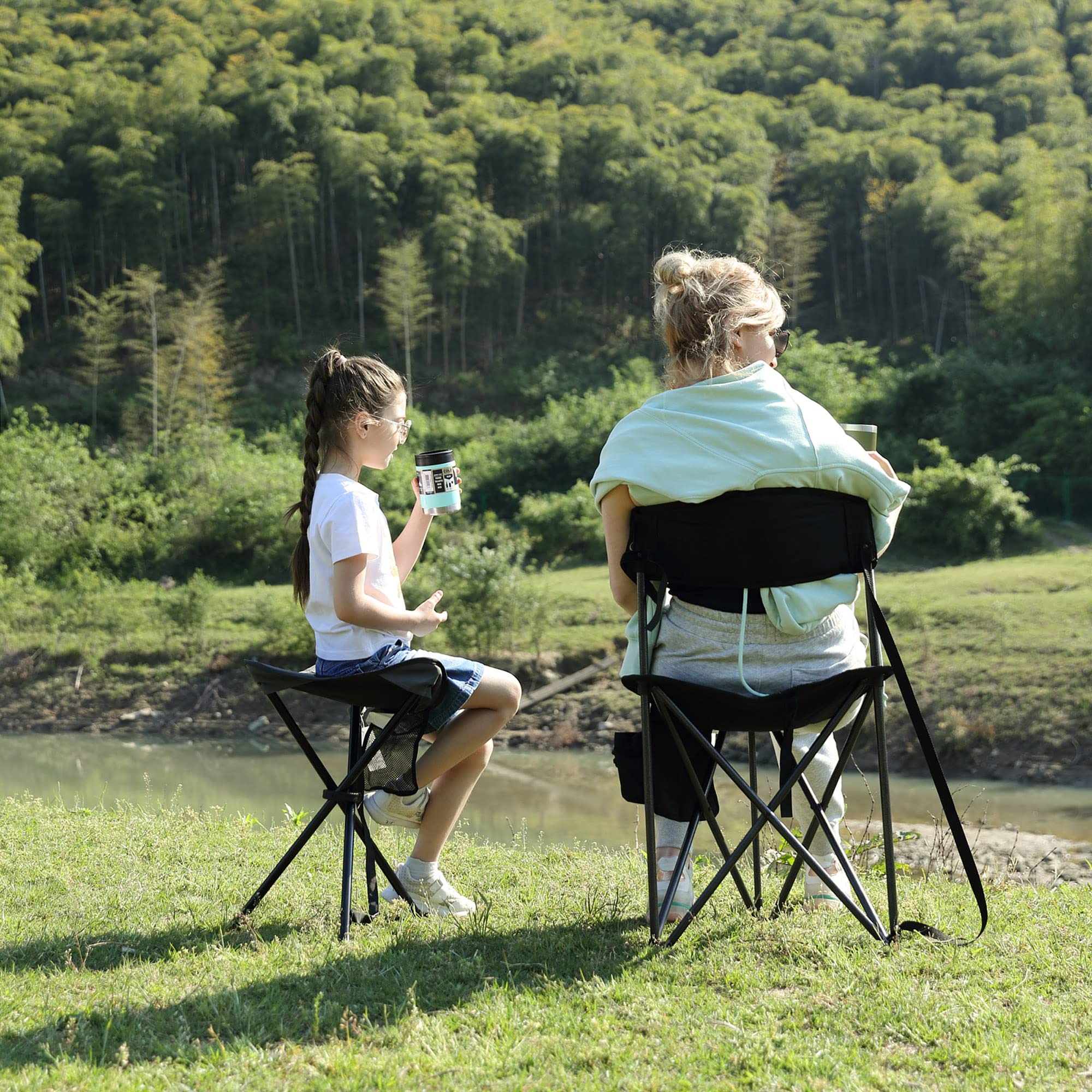 PORTAL Extra Large Quick Folding Tripod Stool with Backrest - Lightweight Portable Camping Chair with Carry Strap for Fishing, Hunting, Hiking & Outdoor Adventures