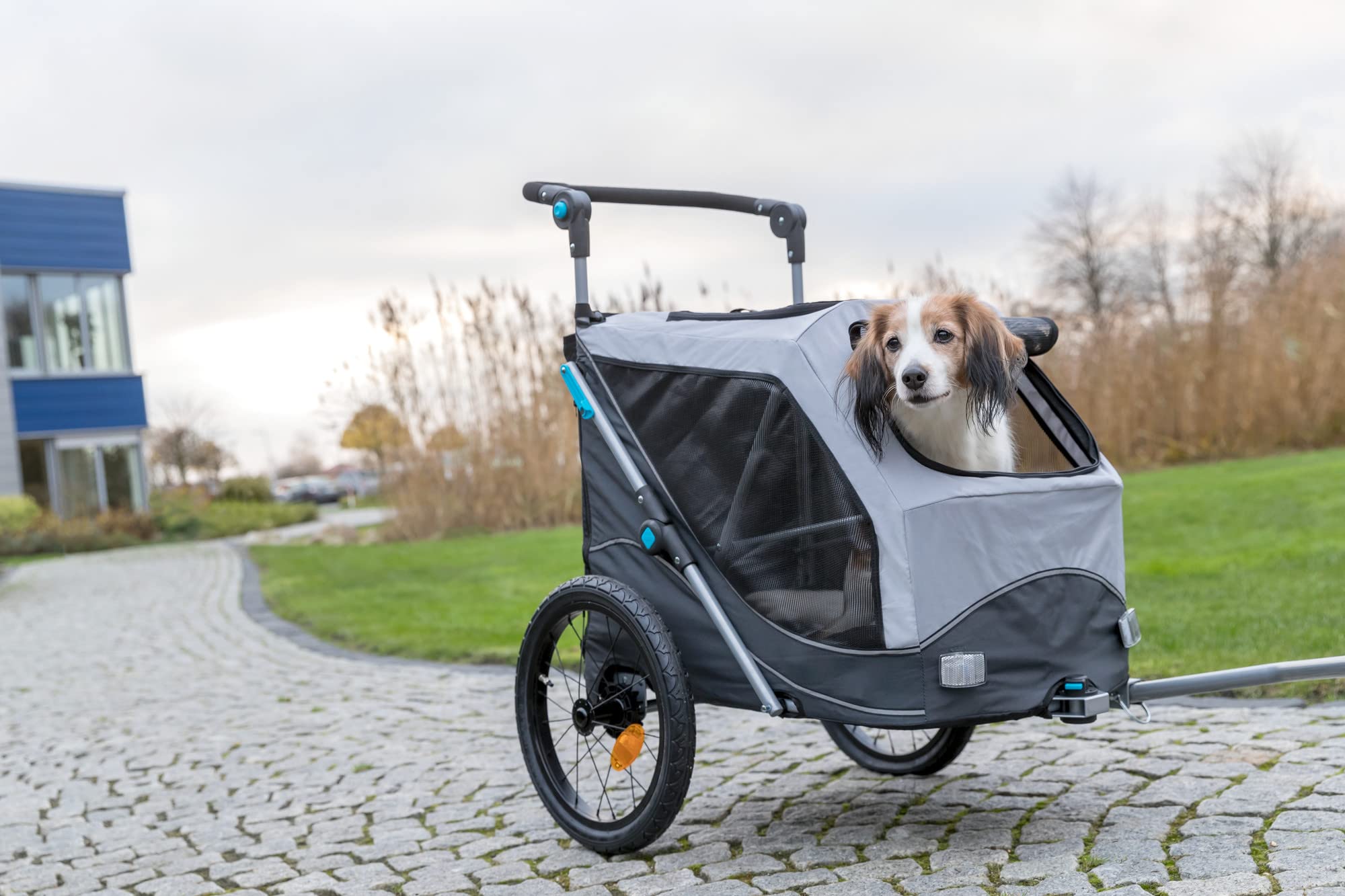 TRIXIE Quick-Fold Convertible Dog Bike Trailer & Pet Stroller - Easy Setup & Compact Fold - Perfect for Cycling, Jogging & Outdoor Adventures with Your Pet