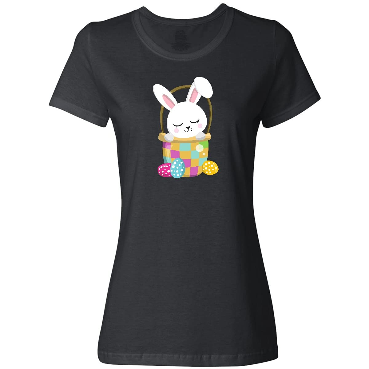 Inktastic Easter Bunny Little Bunny Easter Eggs Basket Women's T-Shirt - Cute Spring Tee for Easter Celebrations, Family Gatherings & Holiday Outfits
