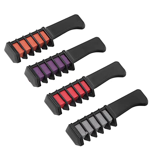 Professional Temporary Hair Chalk Comb Set - 4 Safe & Mild Hair Color Sticks (Orange, Purple, Grey, Rose Red) for Women & Girls - Perfect for Parties, Gatherings & Festive Events