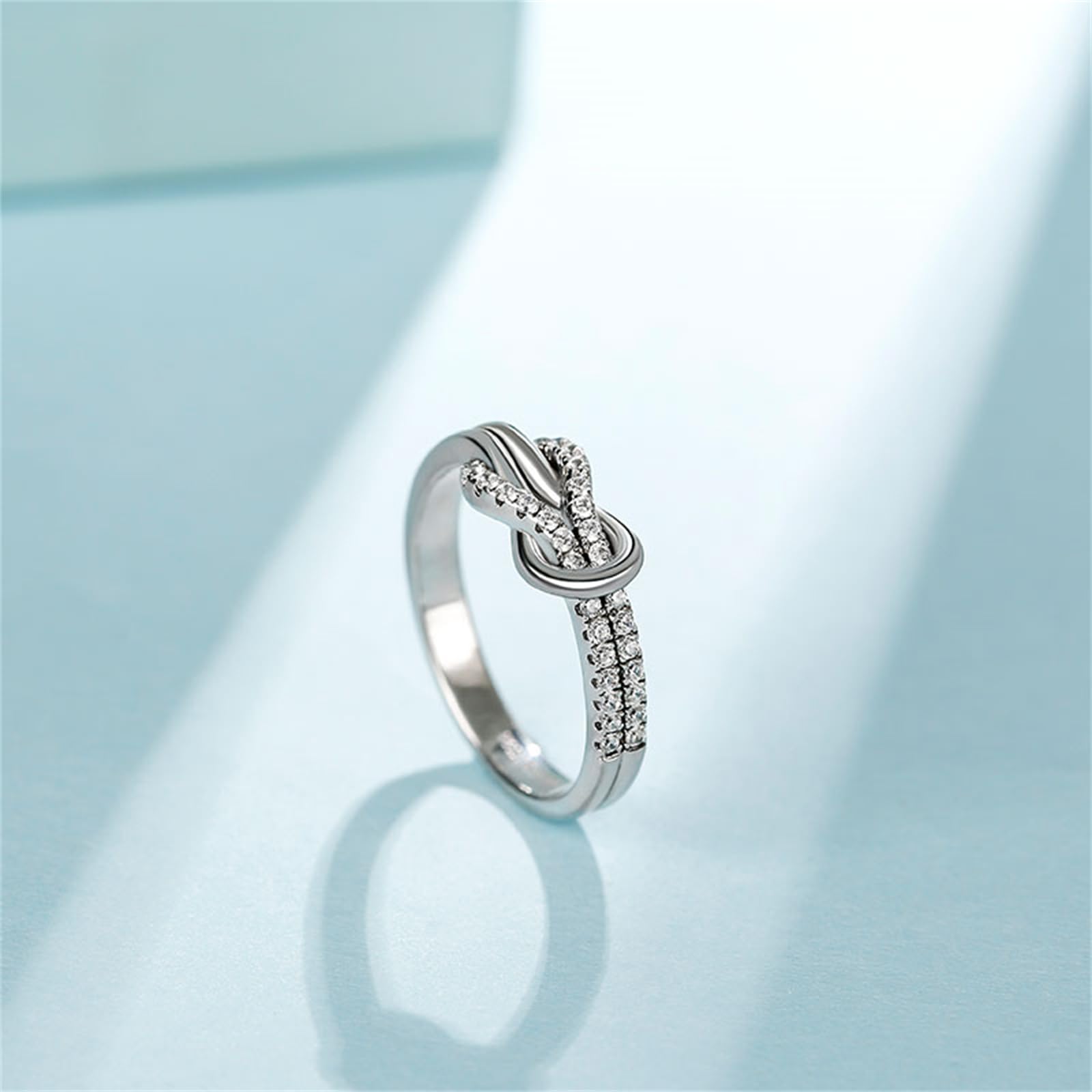 Jeulia Knot Design Sterling Silver Eternity Rings for Women - Classic Wedding, Engagement & Anniversary Promise Rings with CZ Stones | Bridal Sets for Romantic Occasions & Special Gifts