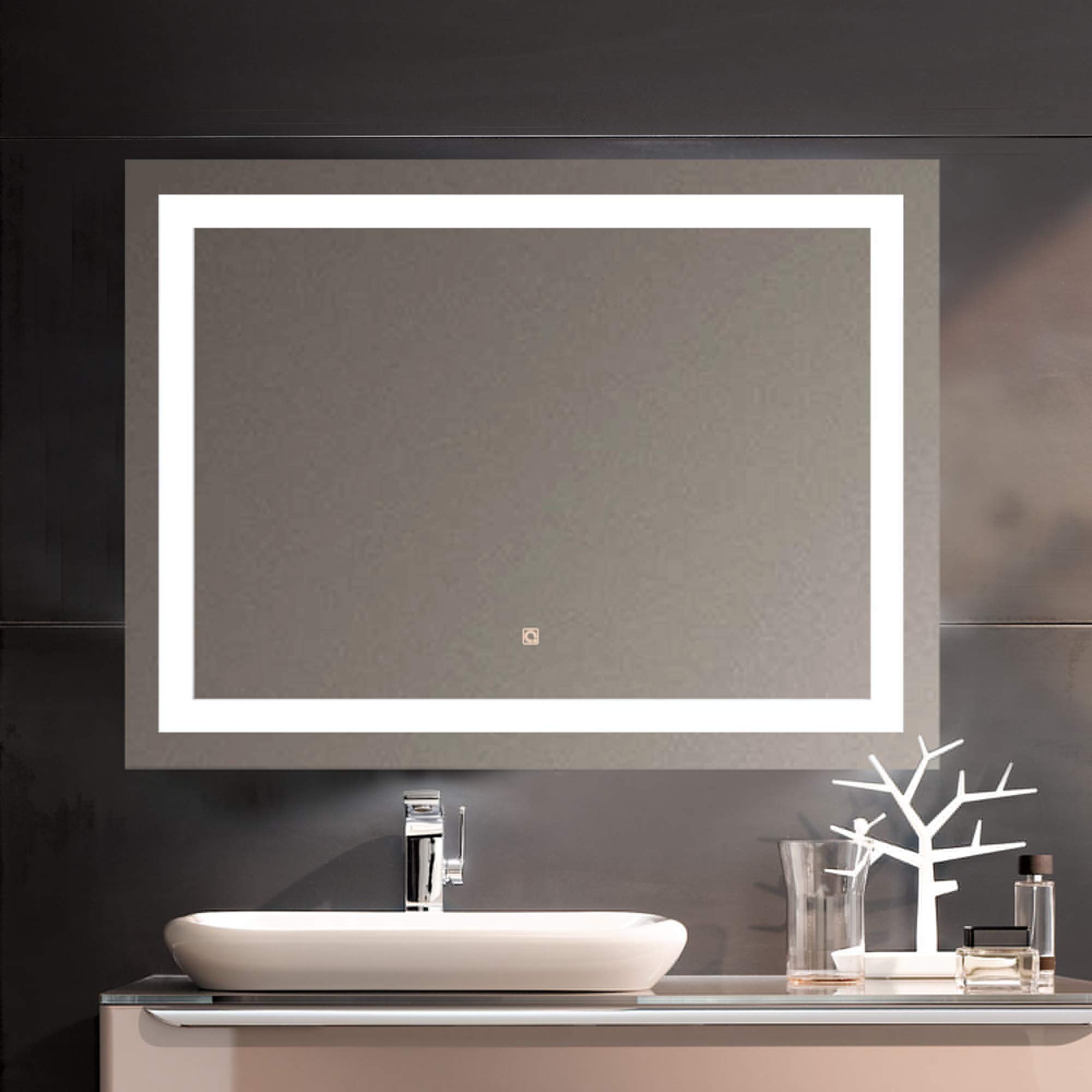 Anti-Fog LED Bathroom Vanity Mirror with Night Light - 36x28 Inch Waterproof Wall Mounted Makeup Mirror for Vertical & Horizontal Installation - Perfect for Bathroom, Dorm, Bedroom & Office - Easy Assembly & Bright Illumination