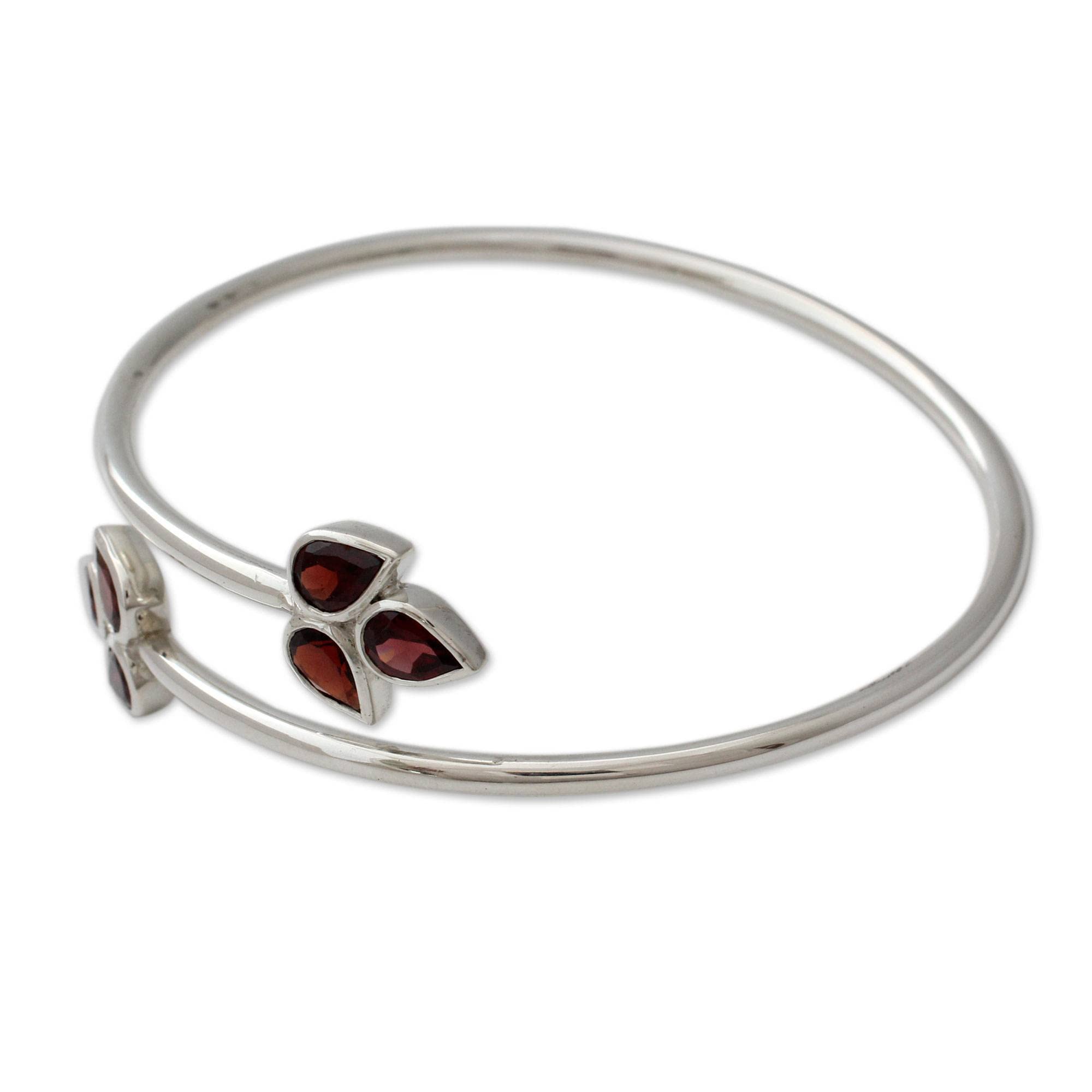 925 Sterling Silver Garnet Bangle Bracelet - January Birthstone Jewelry for Women | Red Ivy Bolo Bracelet | Wedding, Engagement, Promise Gift | Bridesmaid & Love Bracelet | Perfect for Anniversaries, Valentine's Day & Special Occasions