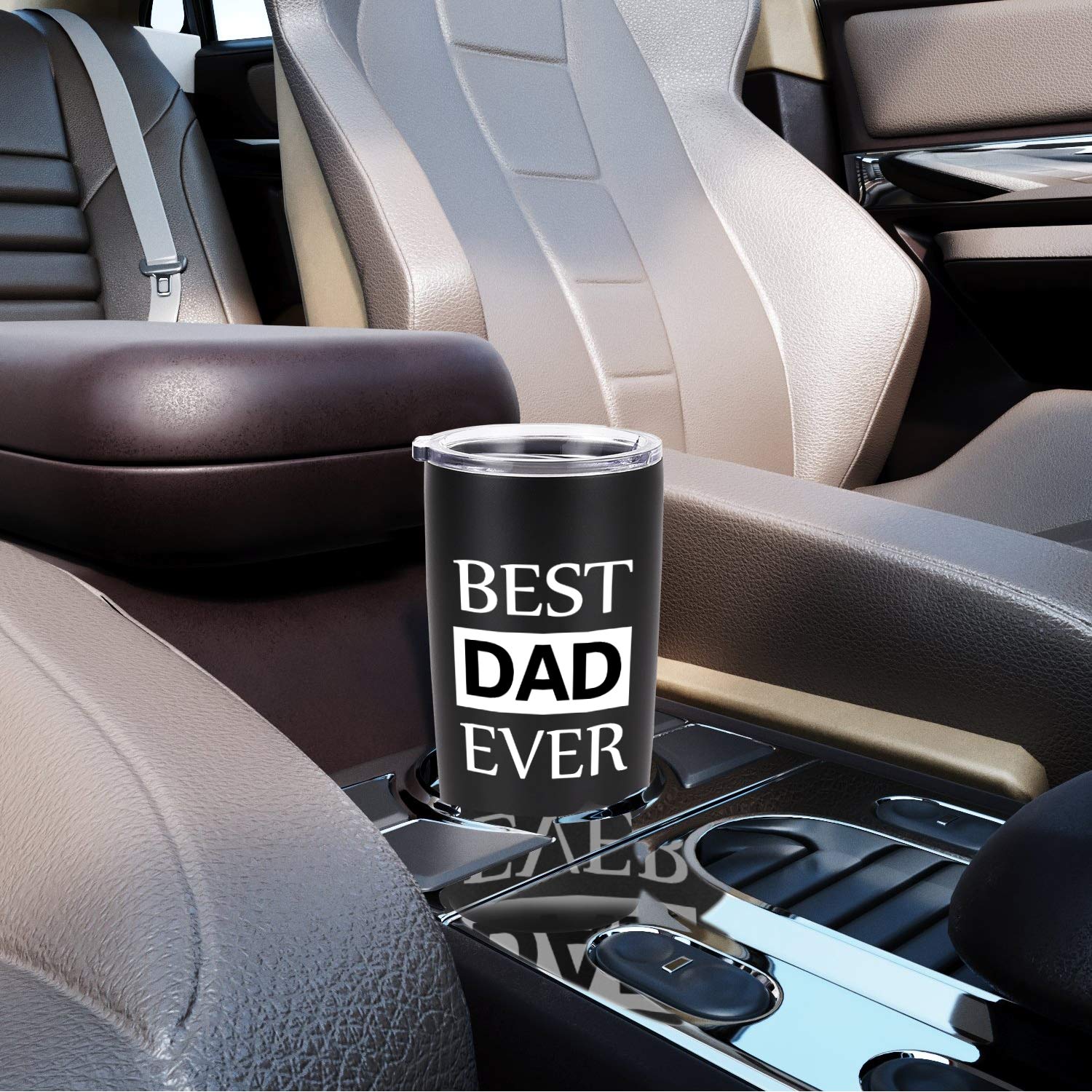 GINGPROUS 20oz Stainless Steel Insulated Travel Tumbler with Lid - Perfect Dad Gift for Father's Day, Birthday & Christmas | Leakproof Coffee Mug for Commuting, Camping & Office Use | Gift from Daughter or Son (Black)