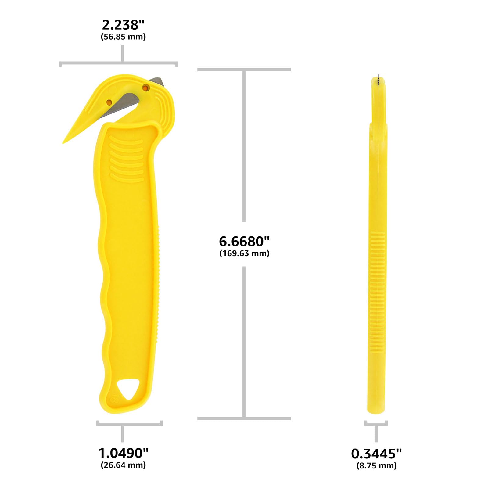 Thornton's Office Supplies Disposable Film Cutter - Sharp & Durable Steel Blade for Shrink Wrap, Stretch Wrap, Tape & Plastic Straps - Safe & Efficient Cutting Design (300 Pack, Yellow) - Perfect for Packaging, Shipping & Warehouse Use