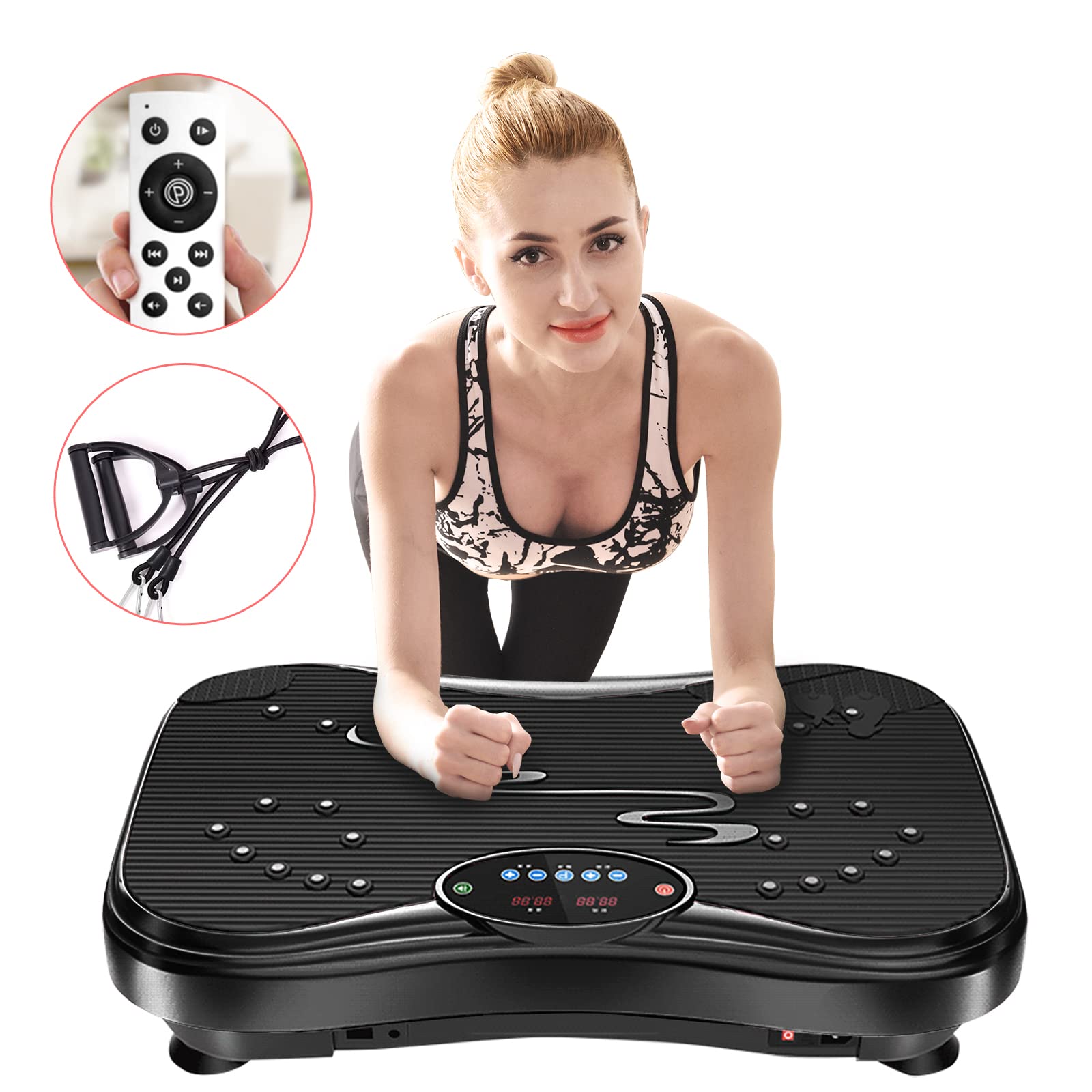 NIMTO Vibration Plate Exercise Machine - 999 Speed Levels Whole Body Workout Platform with Remote & Resistance Bands for Home Fitness, Weight Loss & Muscle Toning | Ideal for Home Gym, Physical Therapy & Post-Workout Recovery
