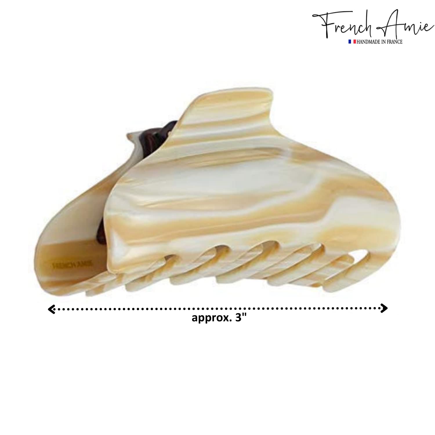French Amie Marble Hair Claw Clip - Ivory Handmade for Women & Girls - Indoor & Outdoor Styling