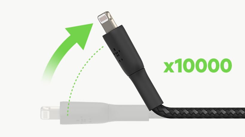 Belkin BoostCharge Braided Lightning Cable - 3.3ft/1M MFi Certified Fast Charging USB to Lightning Cable for iPhone 14/13/12/11/X/8/7 - Durable Nylon-Braided Apple Charger Cord - Perfect for Home, Office & Travel - Black