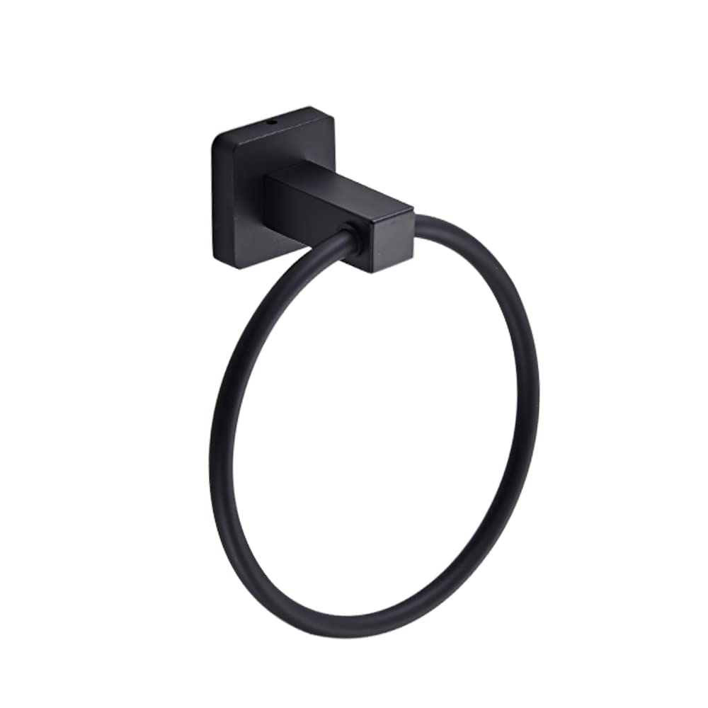 Stainless Steel Wall Mount Towel Holder - Round Bath Towel Ring, Hand Towel Holder for Kitchen & Bathroom - Matte Black 304 SUS - Perfect for Modern Home Decor & Spa Style Bathrooms