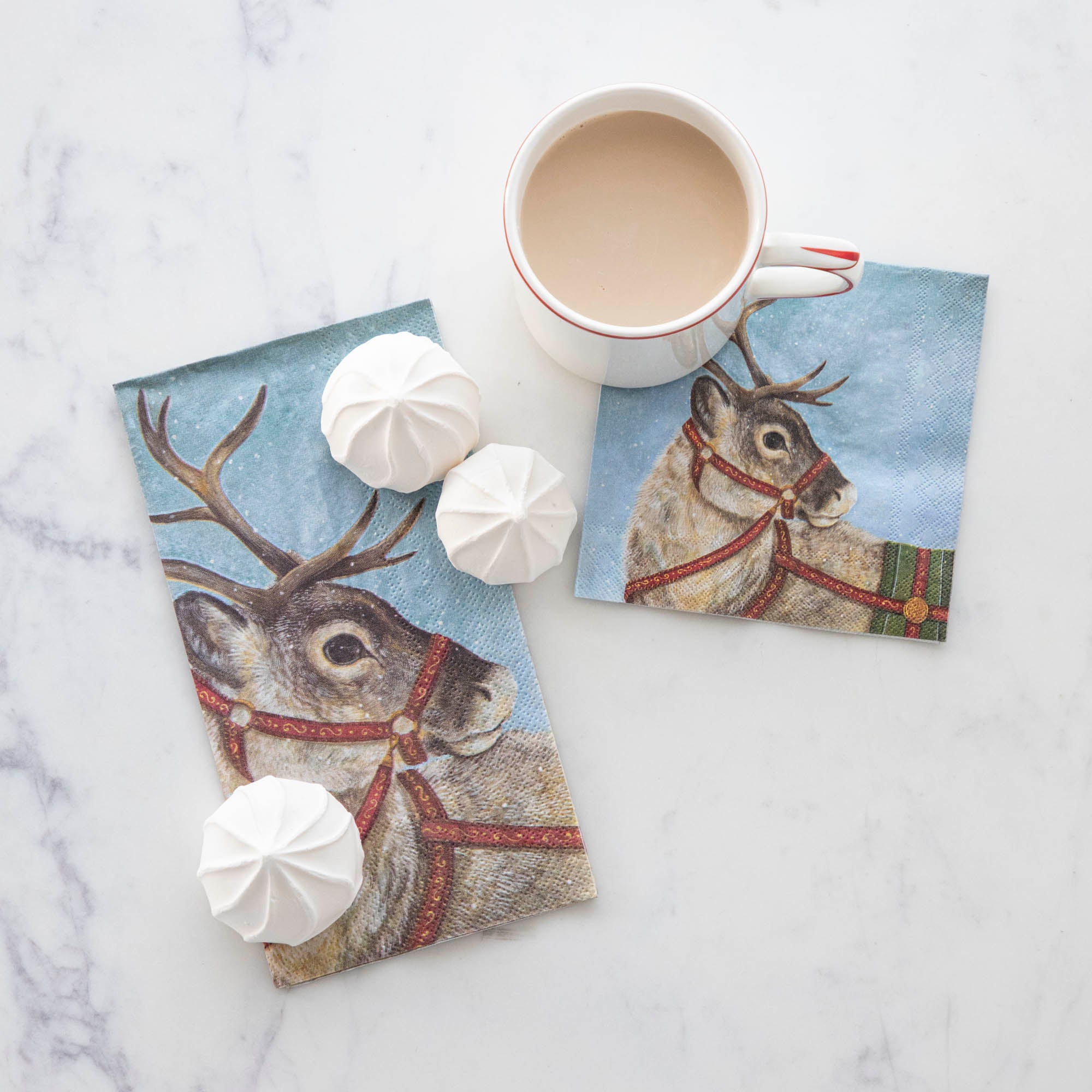Festive Reindeer Cocktail Napkins - 50 Pack Holiday Party Decorations for Christmas, New Year & Winter Celebrations - Perfect for Bar, Dinner, and Cocktail Parties