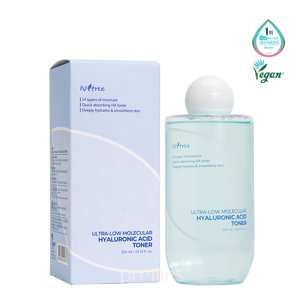 Isntree Ultra Low Molecular Hyaluronic Acid Toner 300ml - Hydrating Facial Toner for Dry & Sensitive Skin | Daily Skincare Routine, Morning & Night Use