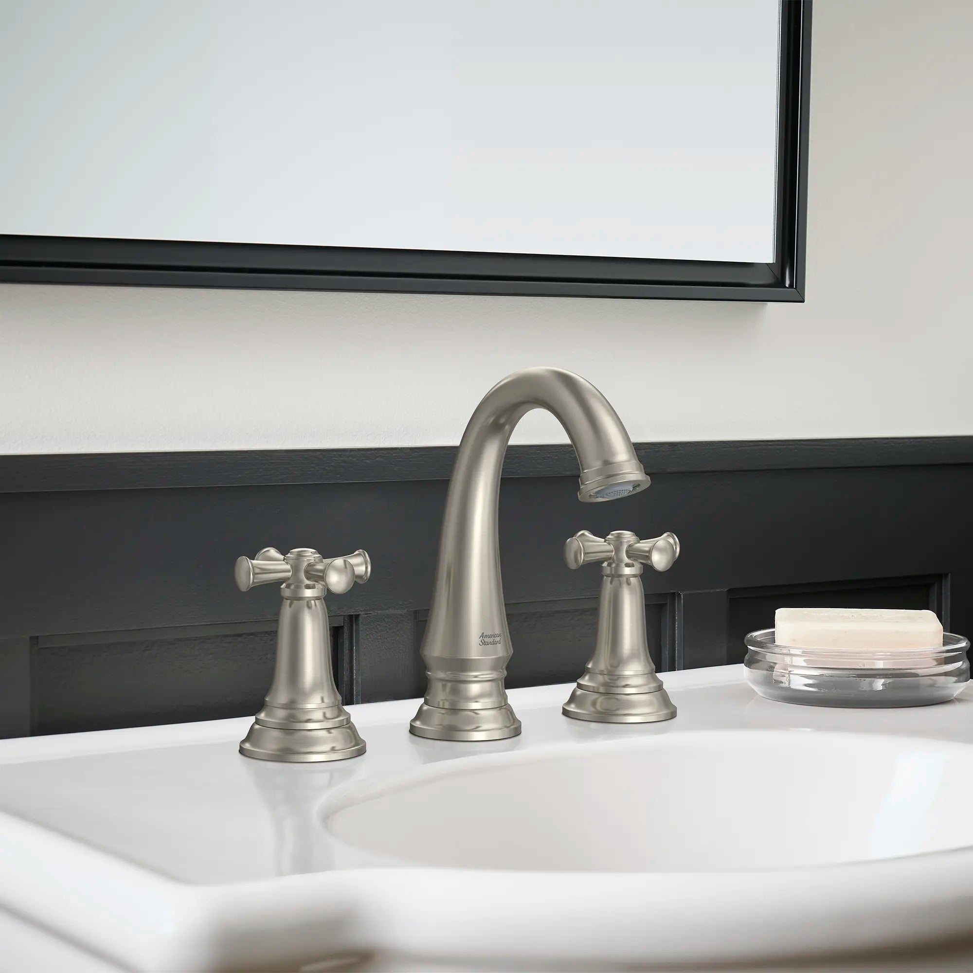 Delancey® 8 Inch Widespread 2 Handle Bathroom Faucet - 1.2 GPM/4.5 LPM Low Flow - Cross Handles - Perfect for Vanities and Powder Rooms