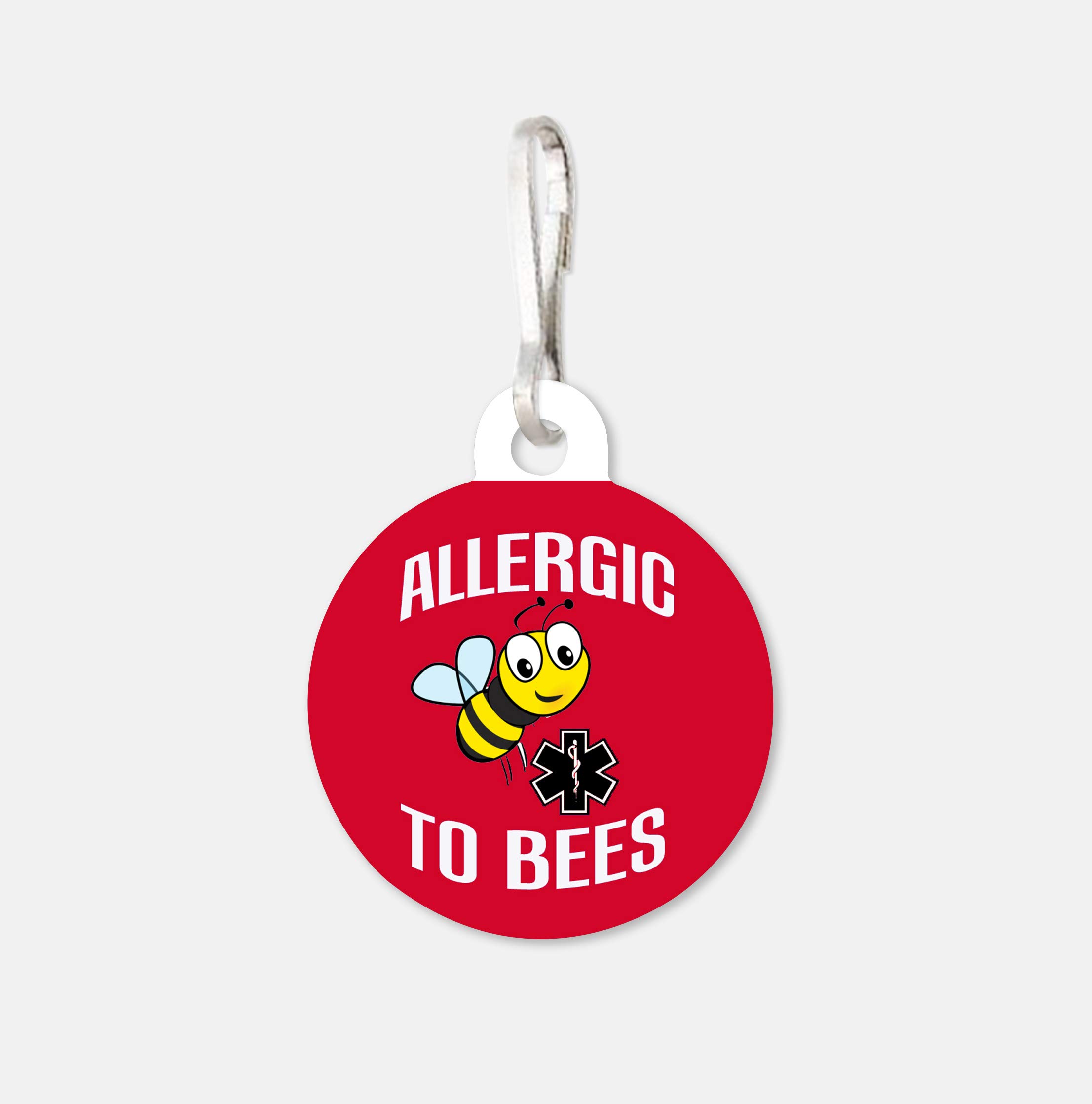 Medical Alert Tag for Bee Allergies - Anaphylaxis Emergency Warning ID Tag with Zipper Pull Charms | First Aid, Outdoor Activities & Travel Safety Accessory
