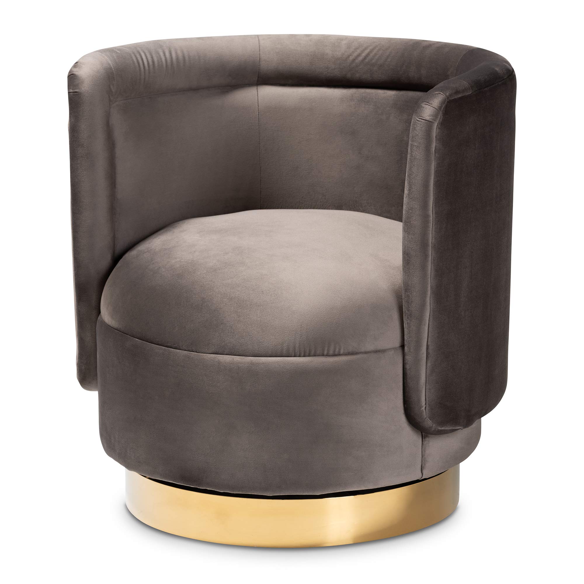 Baxton Studio Modern Accent Chairs - Grey & Gold Upholstered Dining Room Chairs for Home Office, Living Room & Bedroom Decor