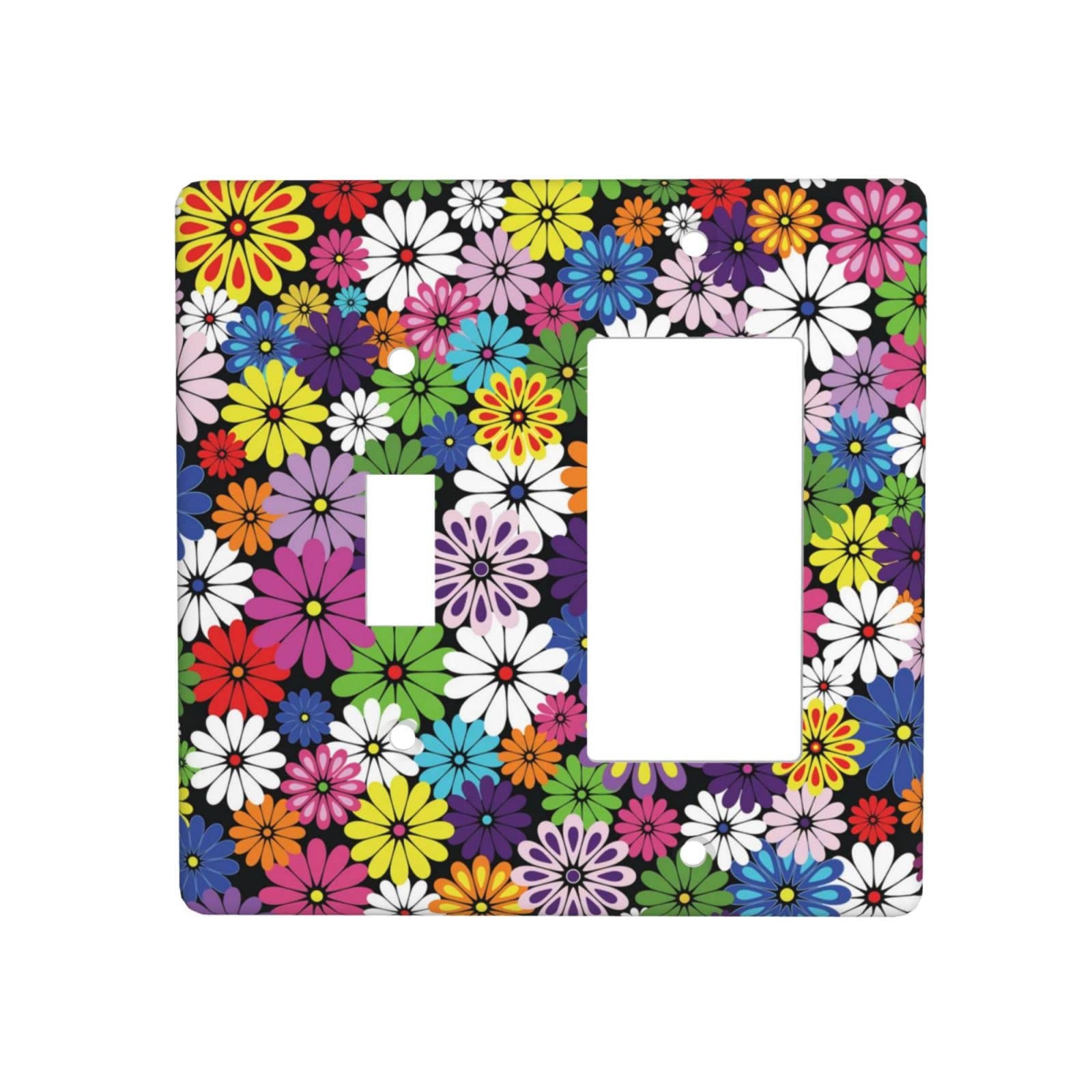 Vibrant Floral Light Switch Cover - Decorative 2 Gang Wall Plate for Home & Kitchen Decor - Perfect for Bedroom, Living Room, and Office Accessories