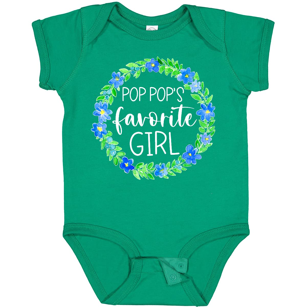 Inktastic Pop Pop's Favorite Girl Blue Floral Wreath Baby Bodysuit - Soft Cotton Onesie for Infants, Cute Granddaughter Gift, Perfect for Family Photos & Special Occasions