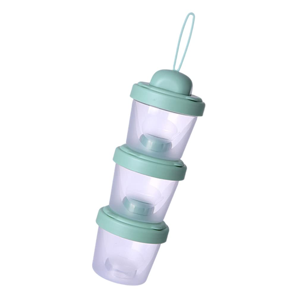 DOITOOL 3-Layer Portable Milk Powder Dispenser - Travel Formula Container for Protein Powder, Baby Food & Snacks - Compact & Leak-Proof Design - Perfect for Travel, Gym & Daily Use (Green)
