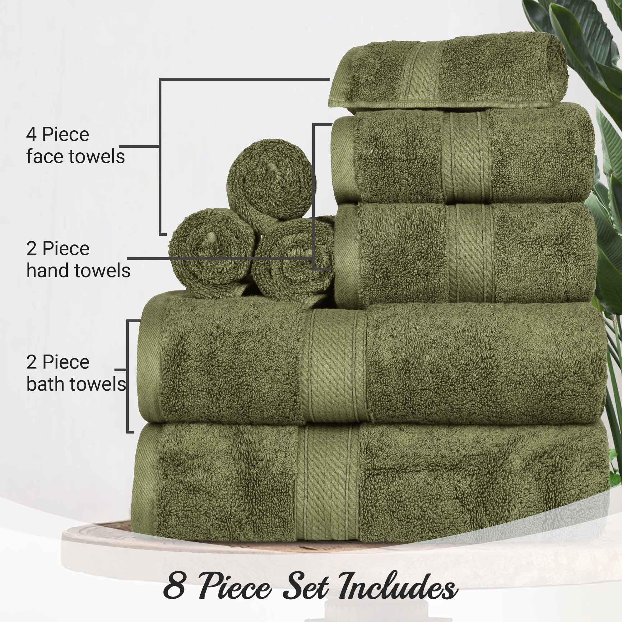 Premium 8-Piece Egyptian Cotton Towel Set - Ultra Soft, Heavyweight & Plush for Bath, Spa & Luxury Home Decor